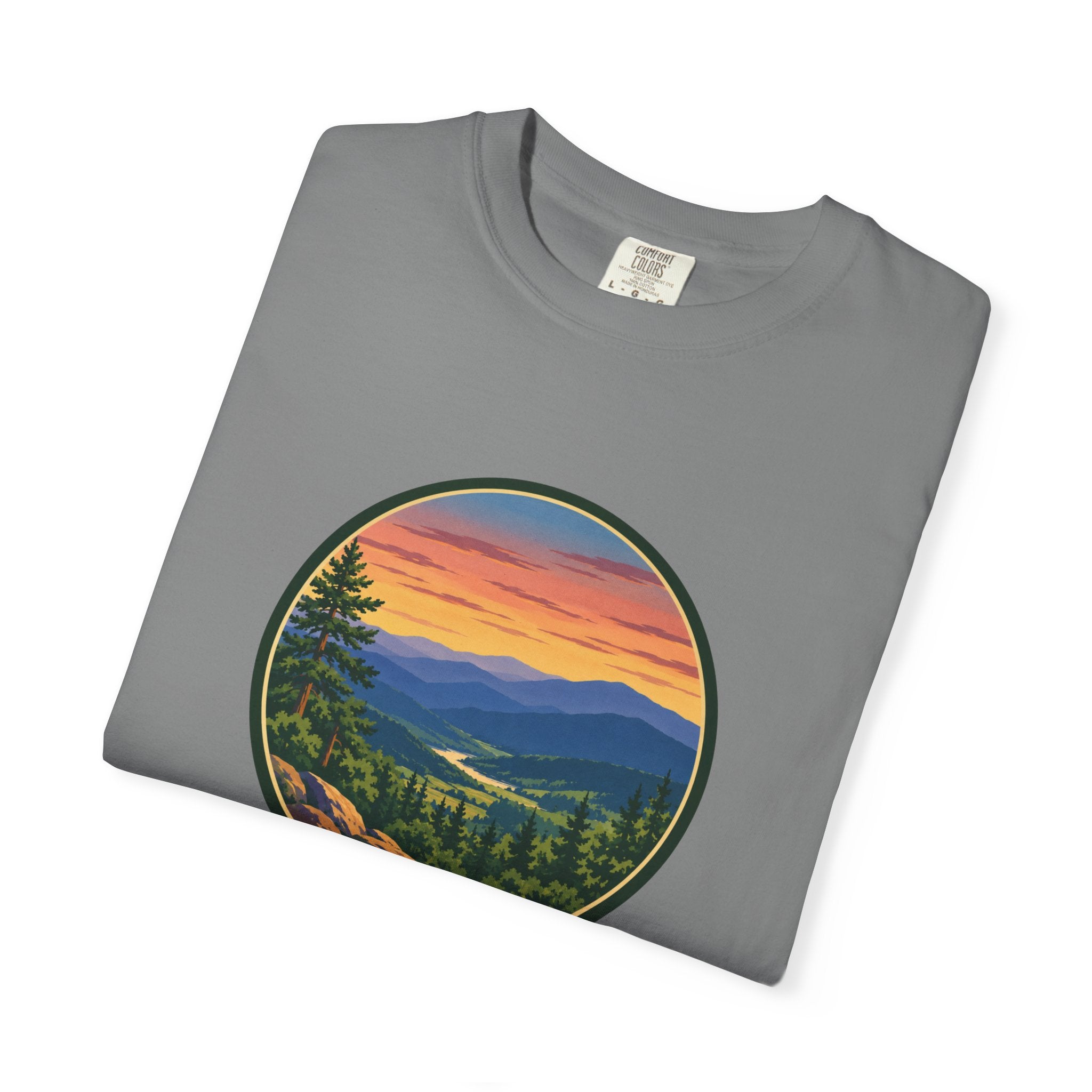 Retro Mountain Sunset T-Shirt — Scenic Blue Ridge Mountain Tee