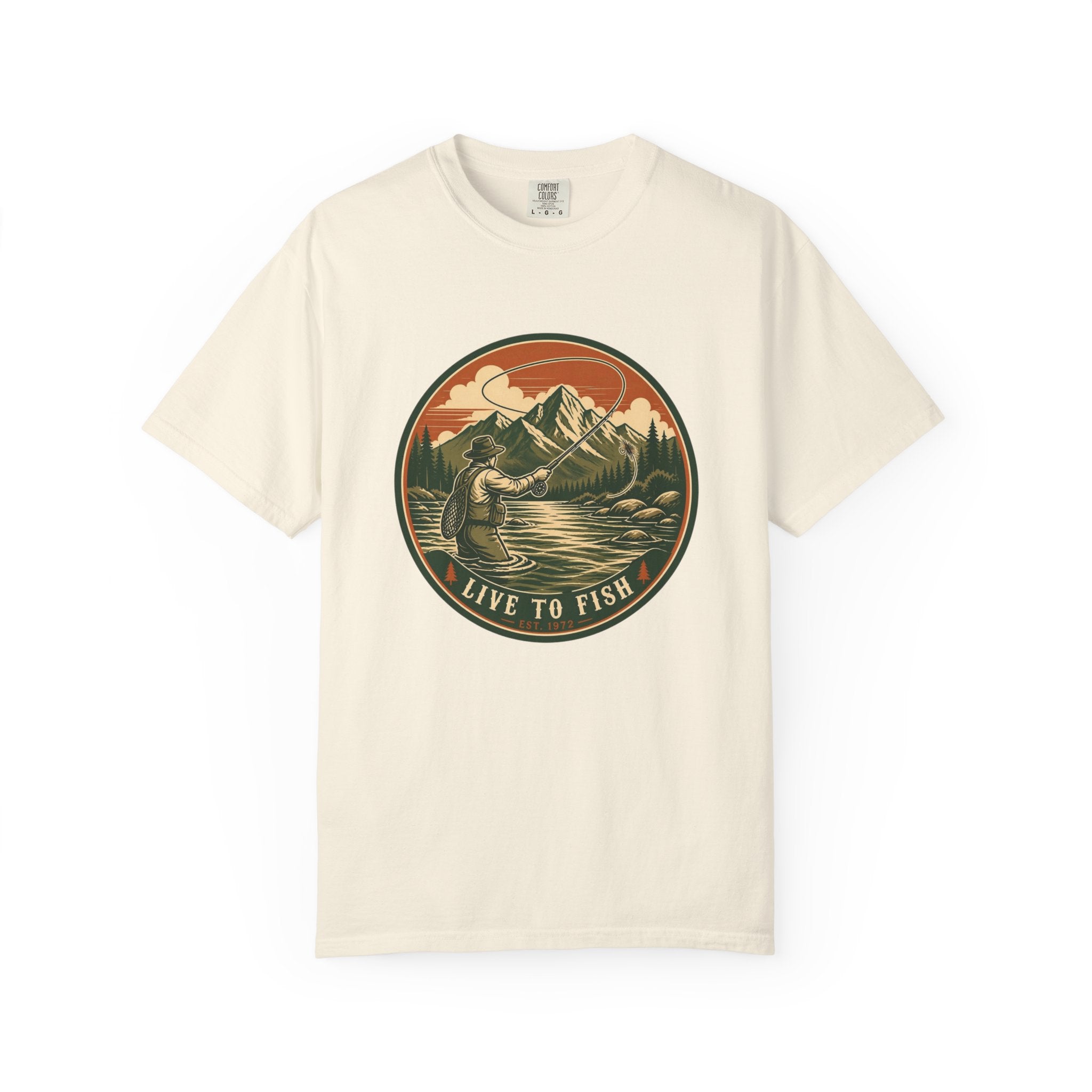 Live to Fish T-Shirt — Vintage Mountain Fly Fishing Graphic Tee