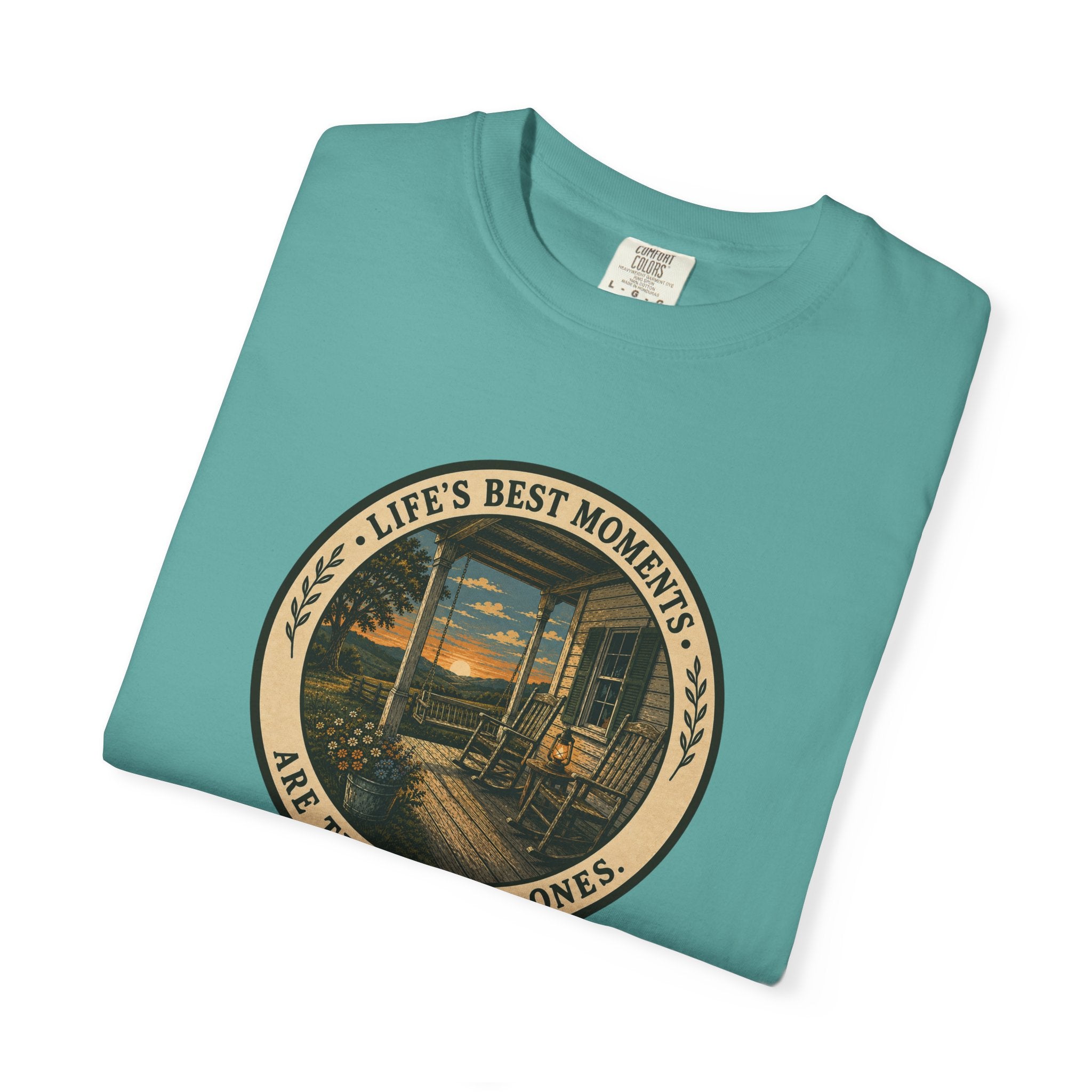 'Life's Best Moments Are the Simple Ones' Sunset Porch Graphic T-Shirt