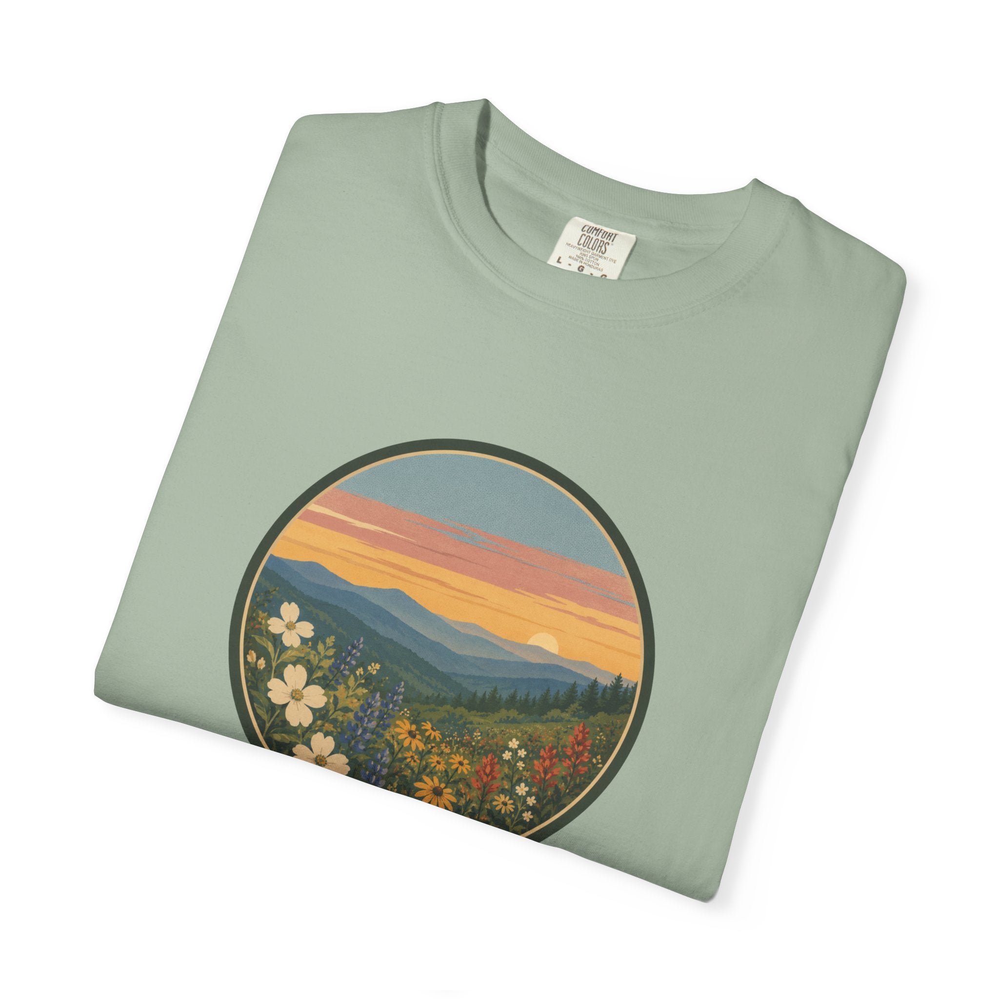 Scenic Sunset Mountain Wildflower T-Shirt