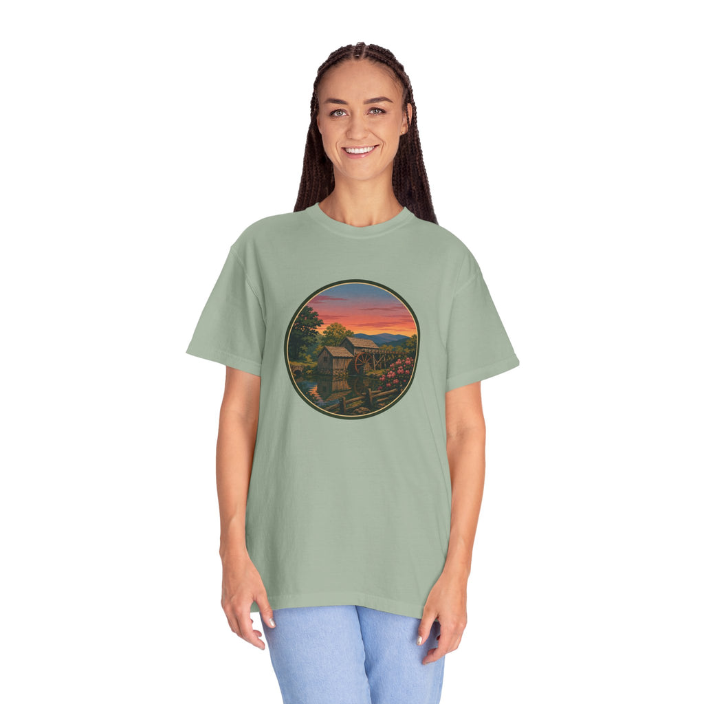 Scenic Sunset Watermill  T-Shirt