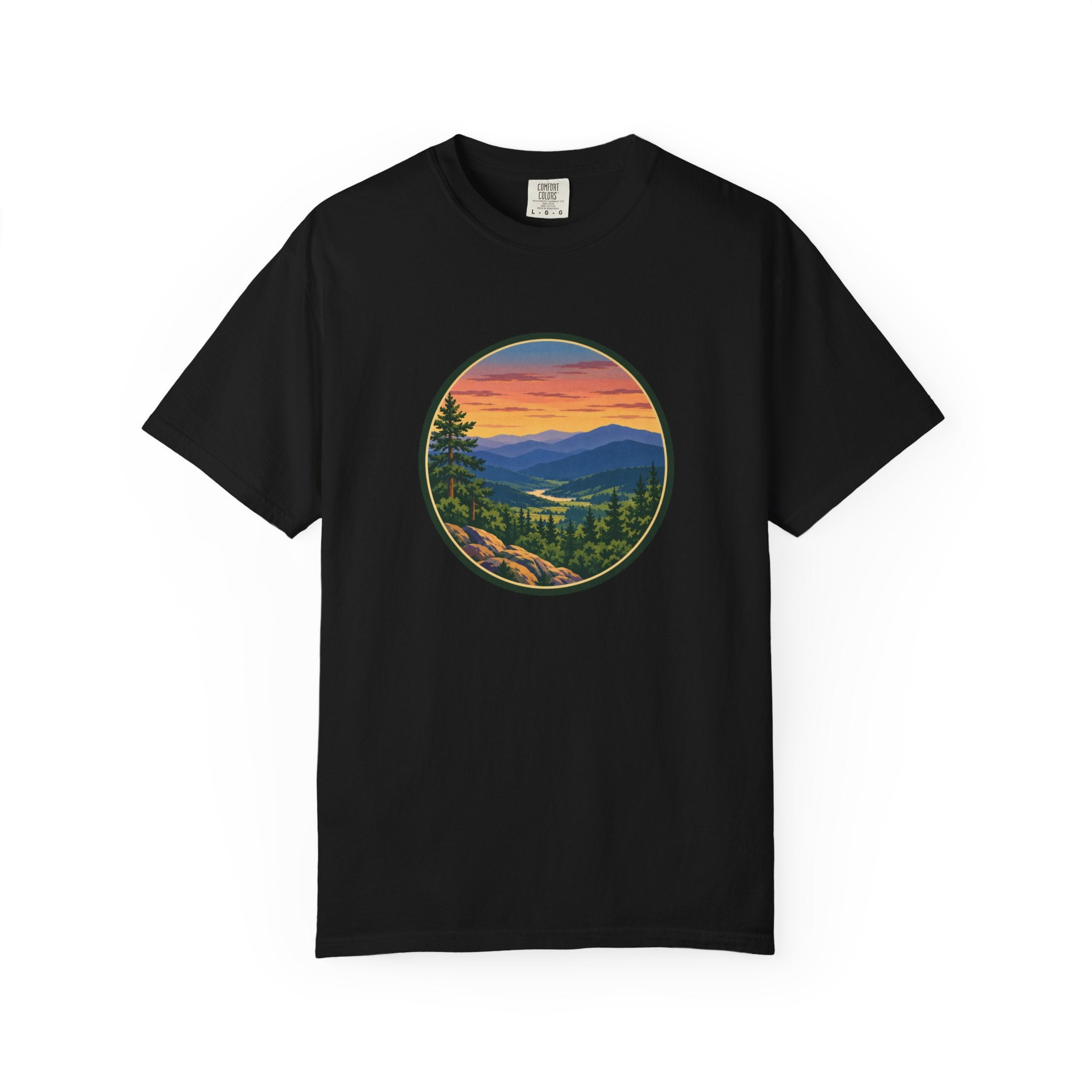 Retro Mountain Sunset T-Shirt — Scenic Blue Ridge Mountain Tee