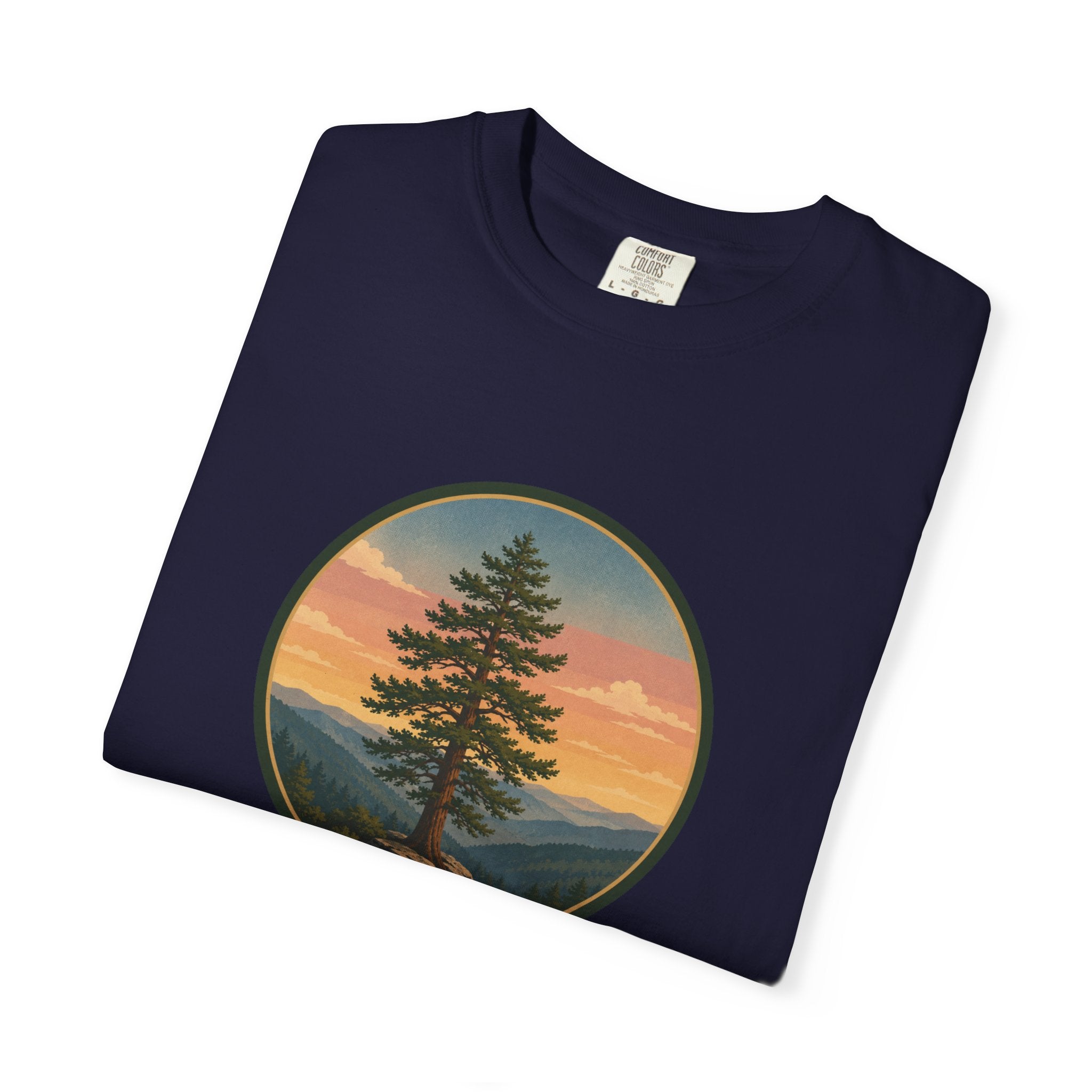 Cedar Tree Sunset T-Shirt — Vintage Mountain Cedar Graphic Tee
