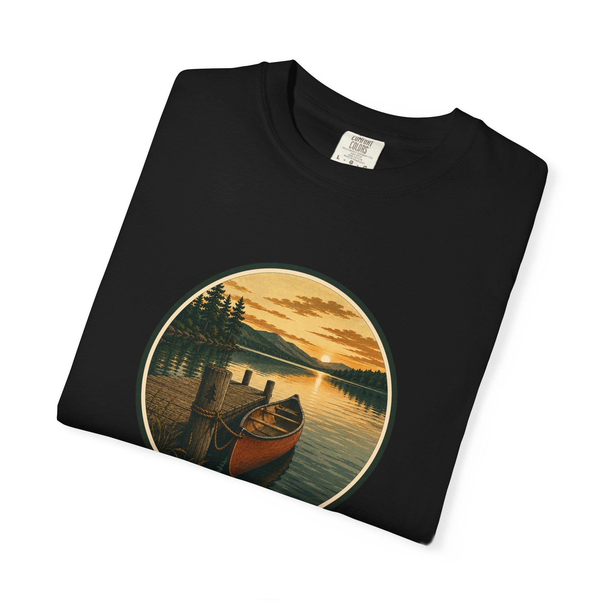 Canoe Sunset T-Shirt — Vintage Lake Adventure Graphic