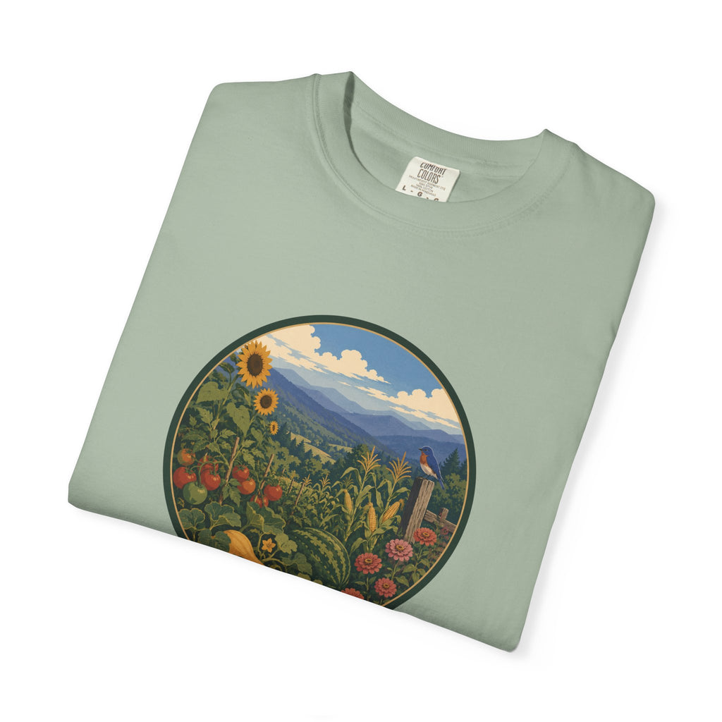 Scenic Garden Circle T-Shirt — Mountain Meadow Fresh Vegetables Graphic Tee