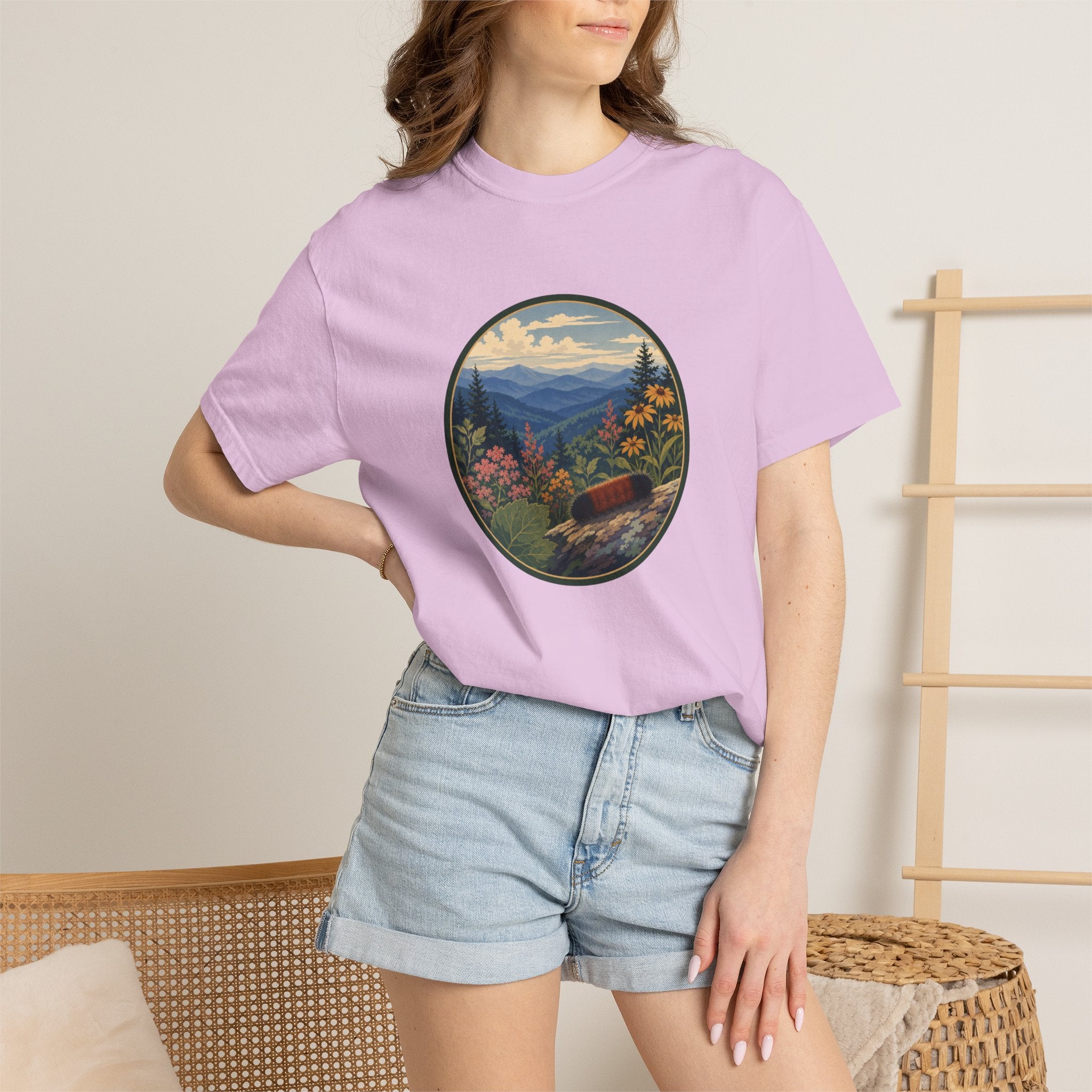 Mountain Caterpillar Scenic T-Shirt — Vintage Wilderness Nature Graphic