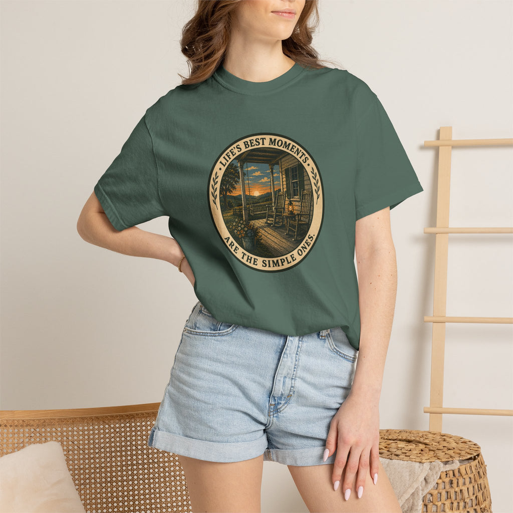 'Life's Best Moments Are the Simple Ones' Sunset Porch Graphic T-Shirt