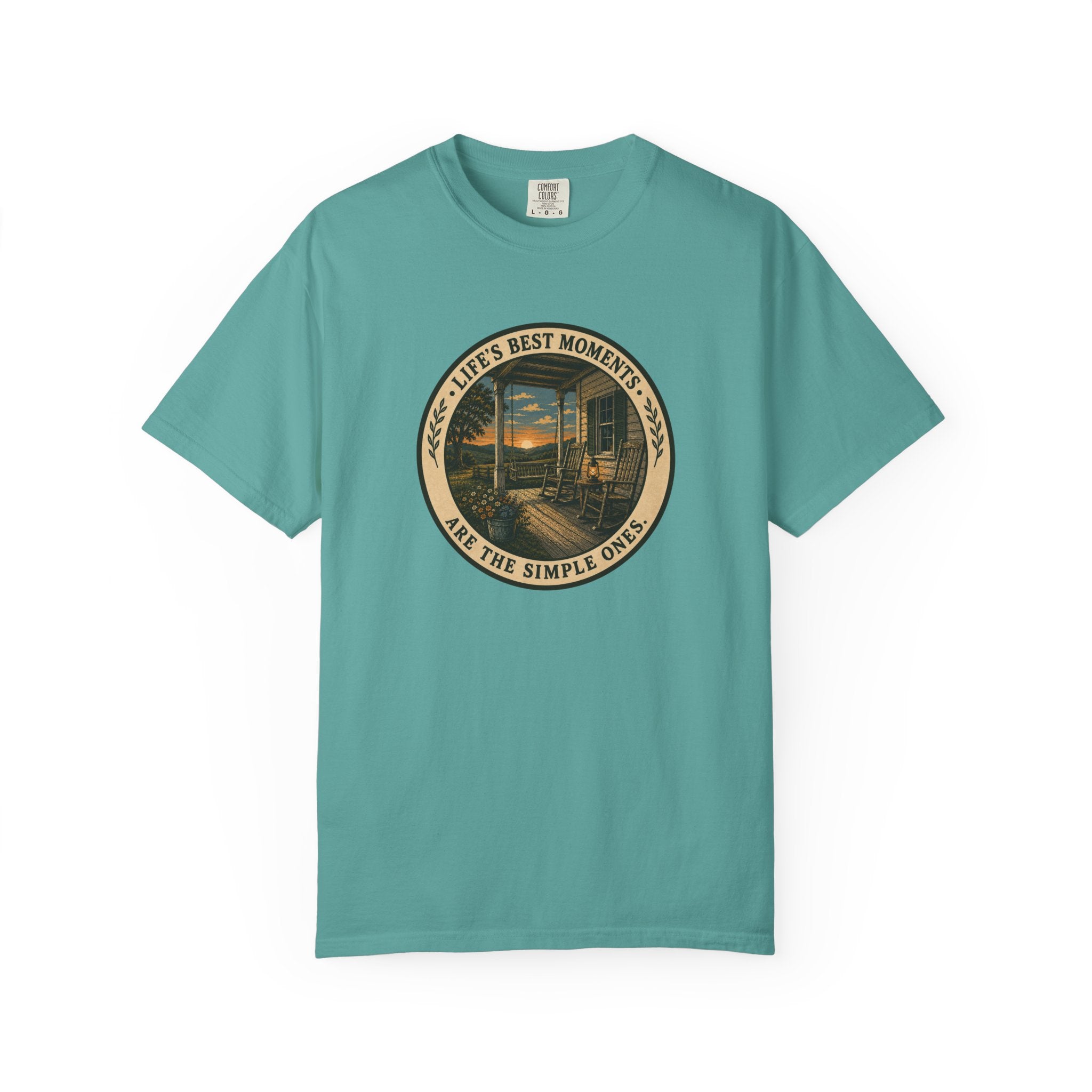'Life's Best Moments Are the Simple Ones' Sunset Porch Graphic T-Shirt