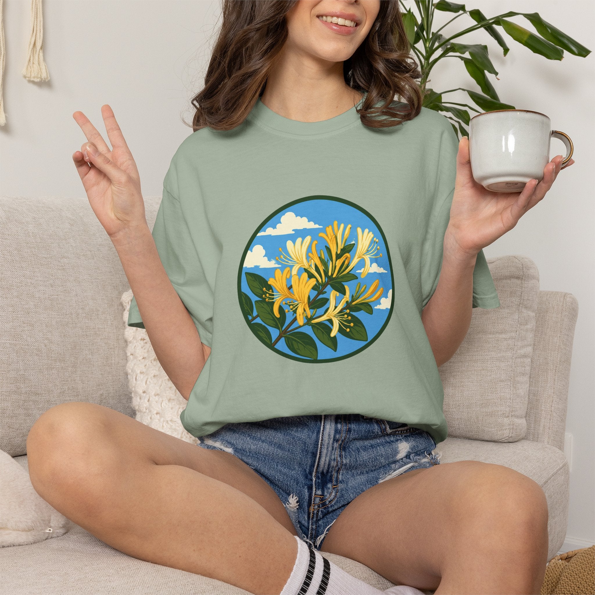 Honeysuckle Circle Tee — Botanical Floral Graphic T-Shirt