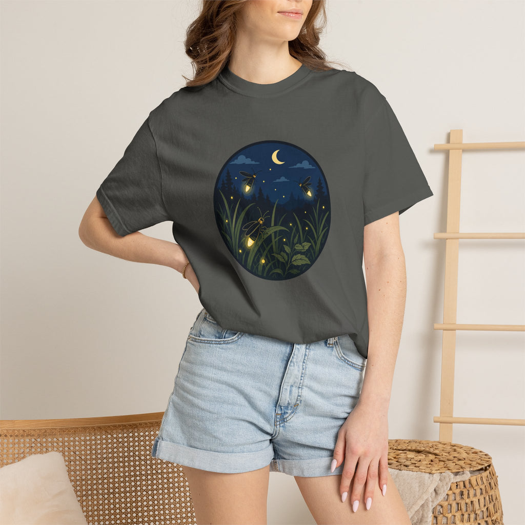 Firefly Night T-Shirt — Moonlit Meadow Graphic Tee