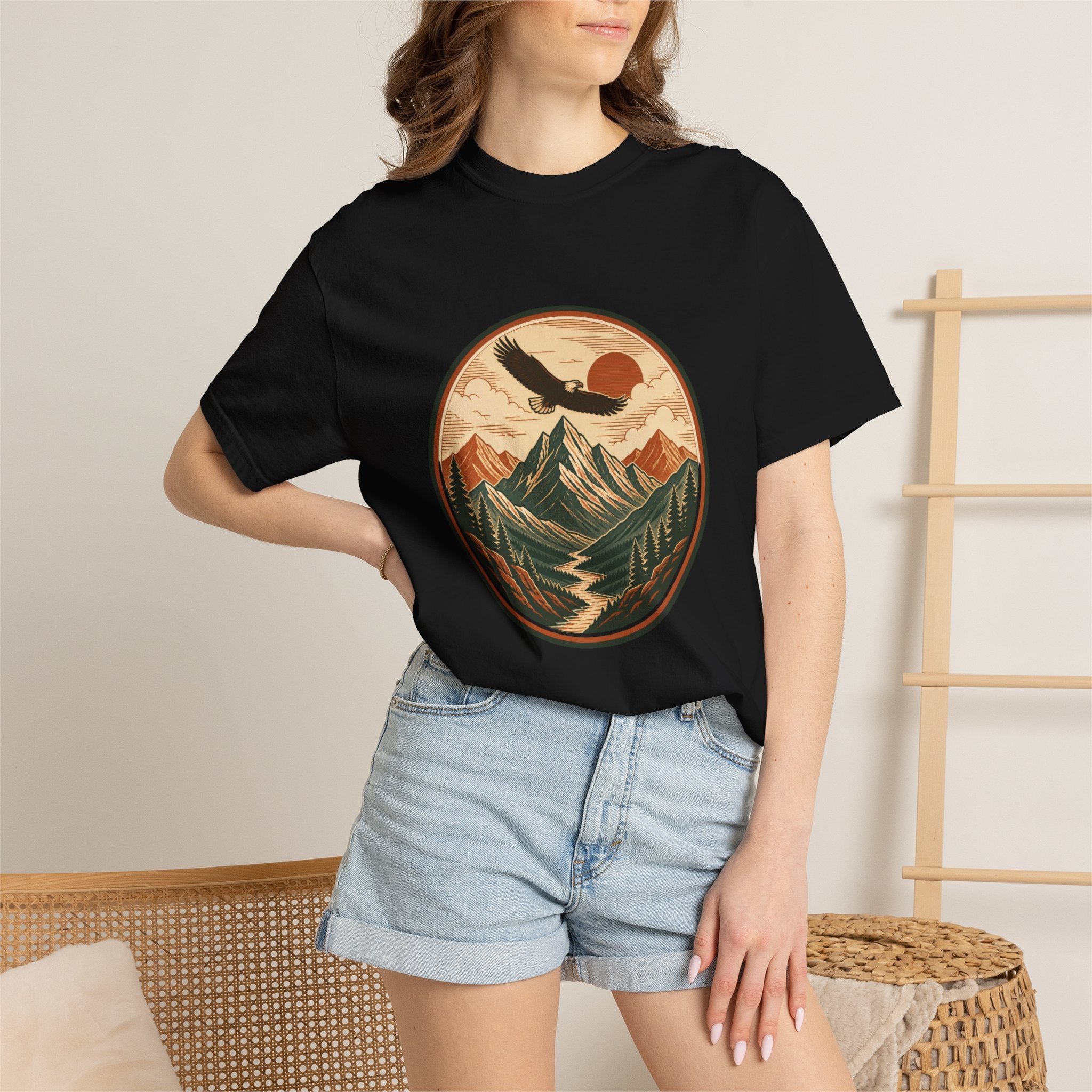 Vintage Mountain Eagle T-Shirt — Retro Outdoor Nature Graphic Tee