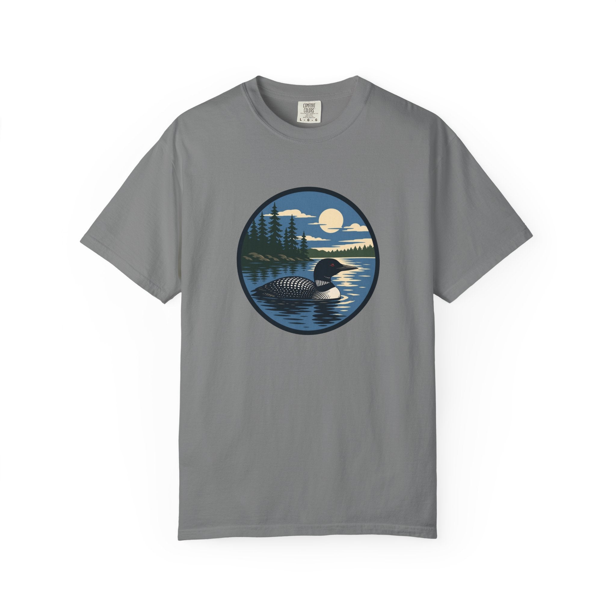 Loon Lake Sunset T-Shirt — Vintage Wilderness Loon Graphic