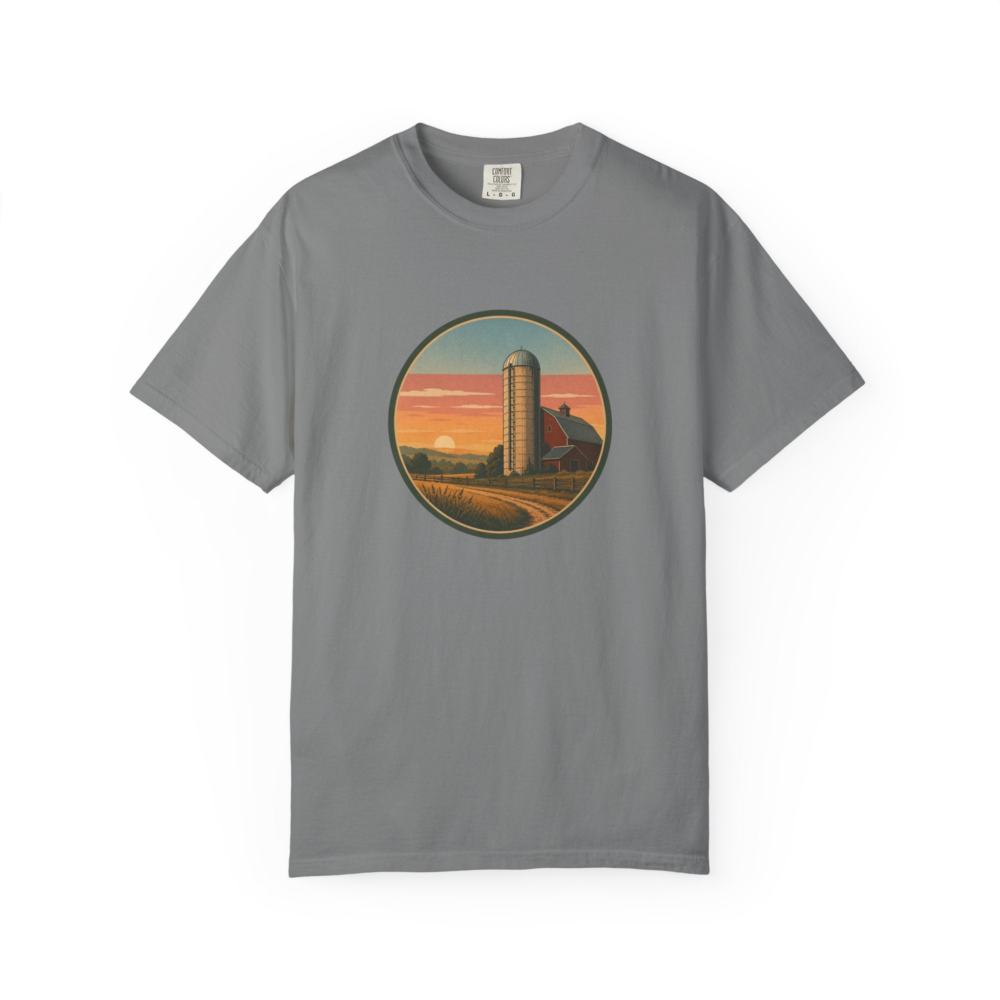 Retro Sunset Farm Silo T-Shirt