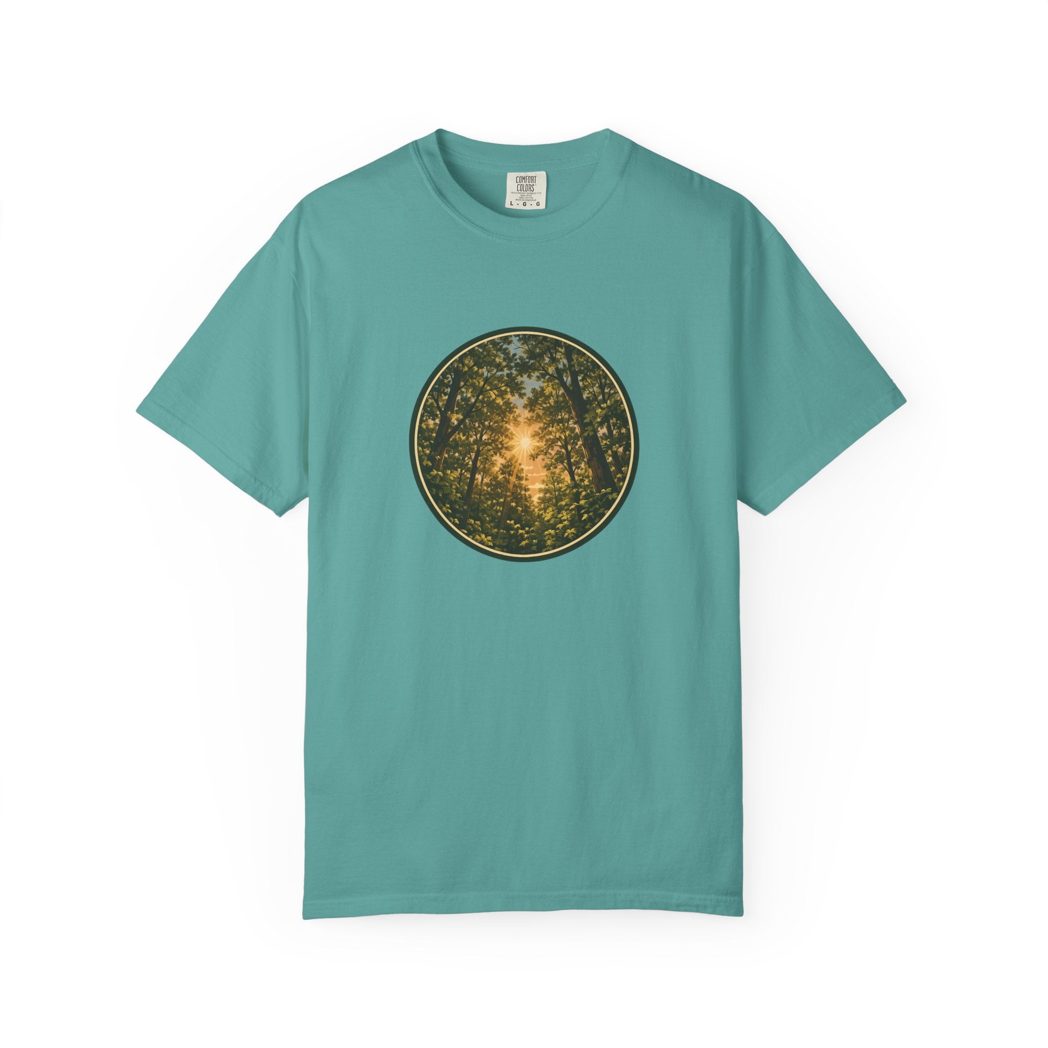 Forest Sunburst T-Shirt — Circular Woodland Nature Tee