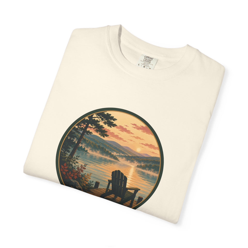 Lakeside Sunrise T-Shirt — Adirondack Chair at Sunrise Graphic Tee
