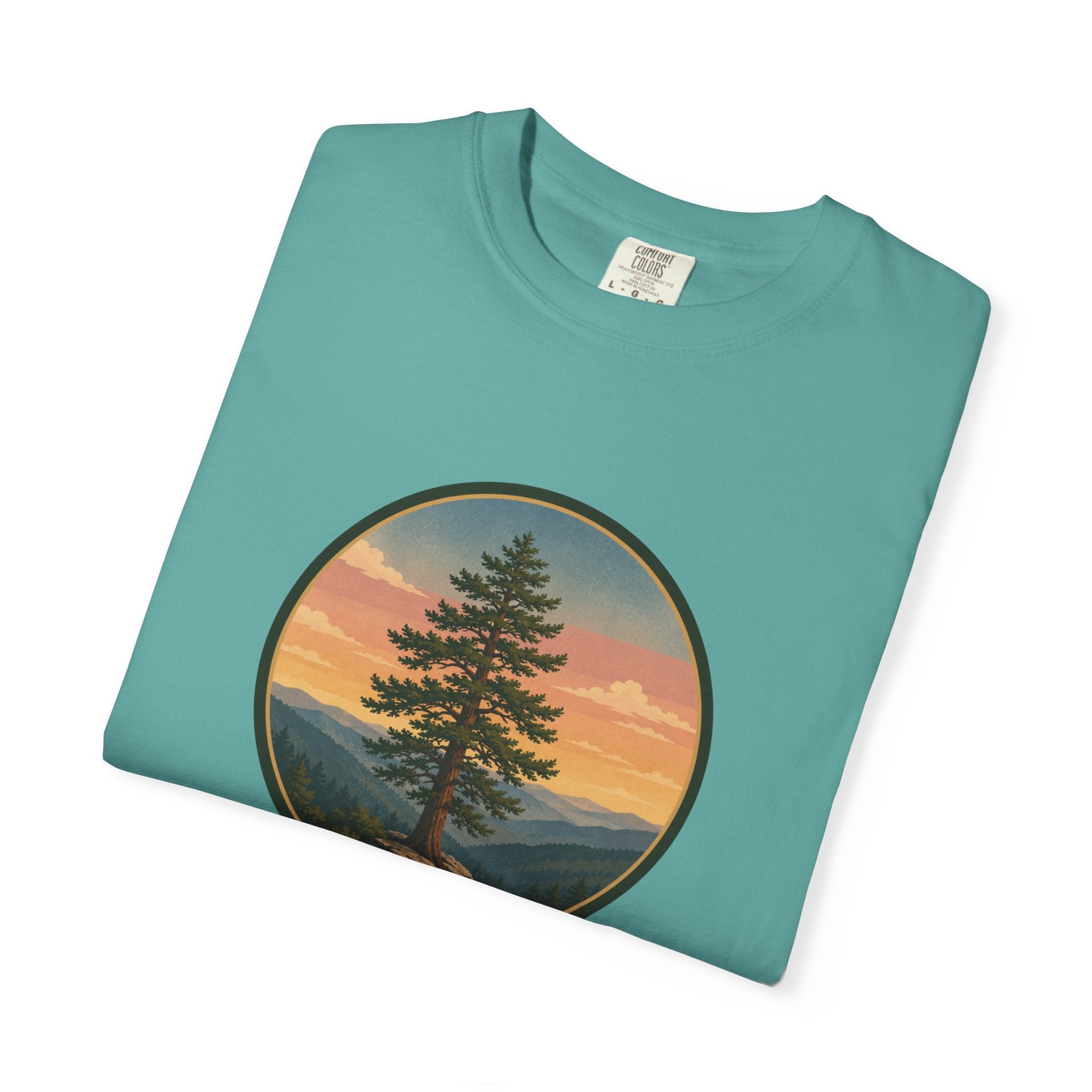 Cedar Tree Sunset T-Shirt — Vintage Mountain Cedar Graphic Tee
