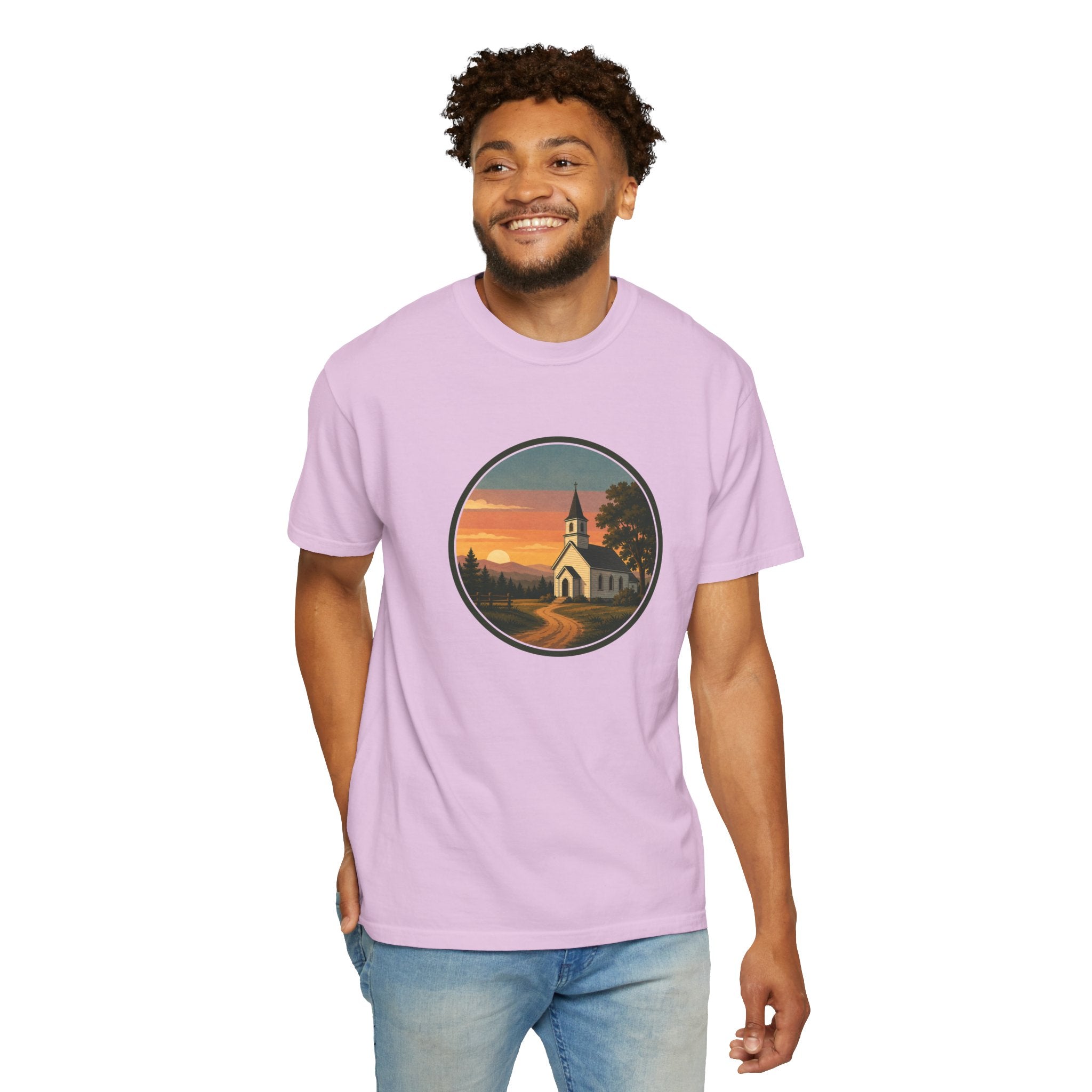 Vintage Church Sunset T-Shirt