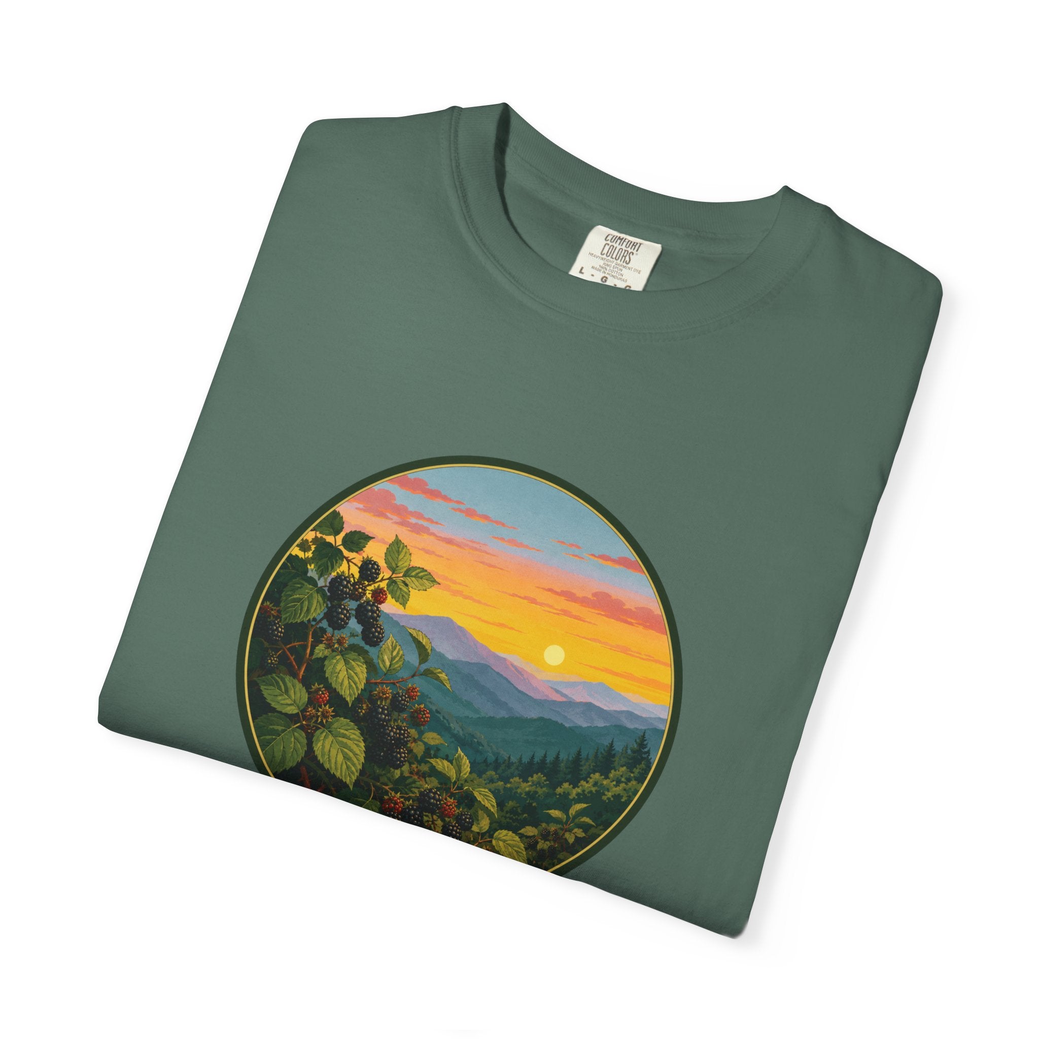 Blue Ridge Blackberries T-Shirt — Scenic Mountain Sunset Tee