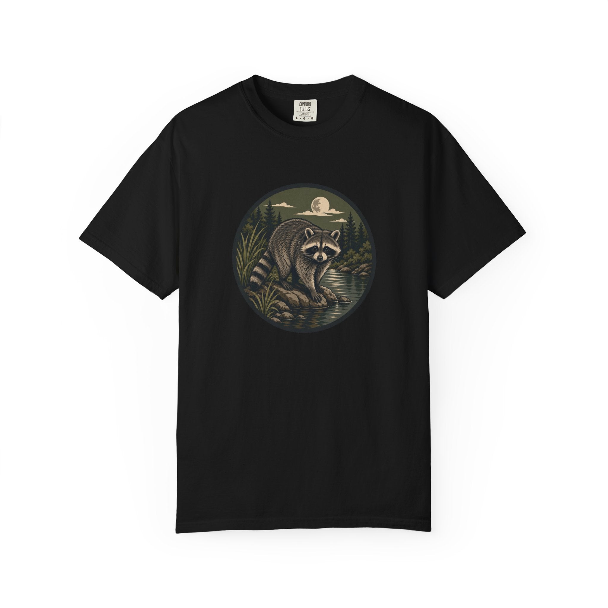 Raccoon Moonlight T-Shirt — Night Forest Wildlife Graphic Tee