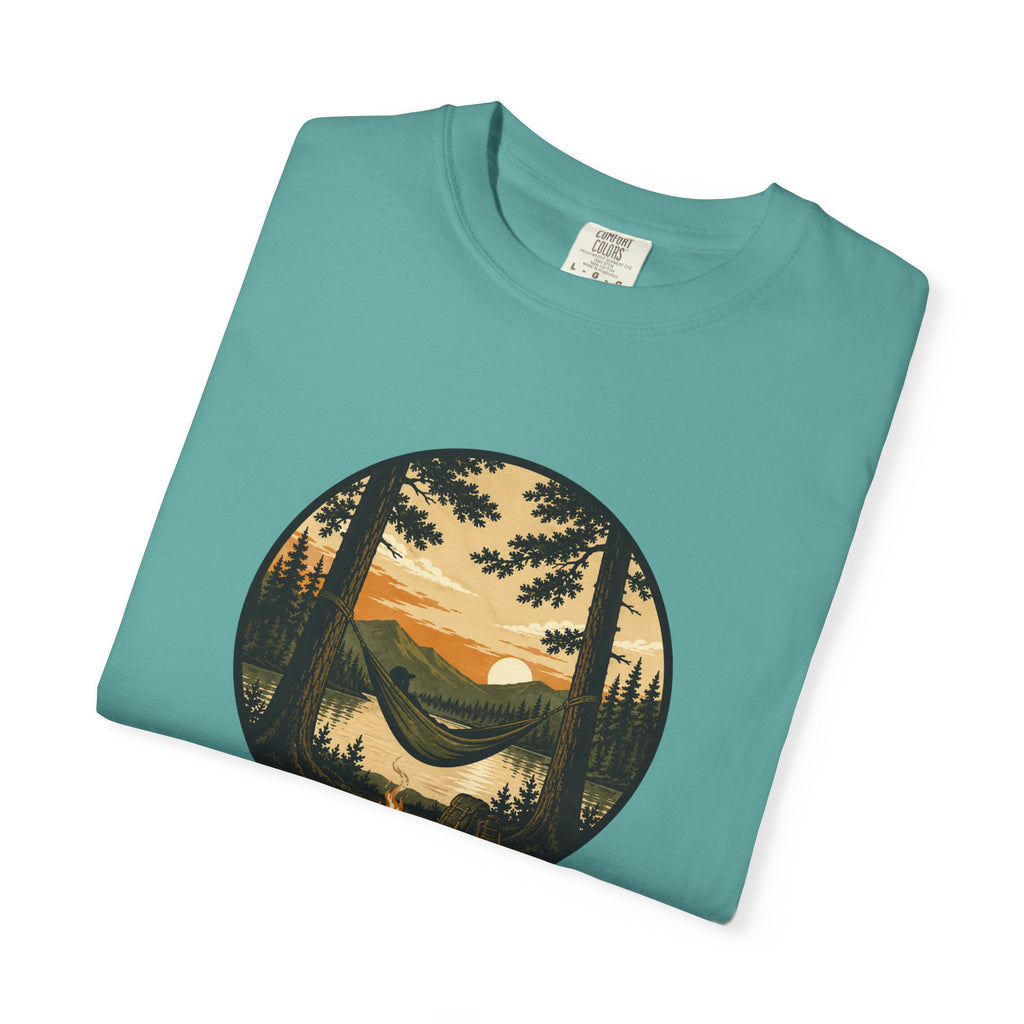 Vintage Mountain Lake T-Shirt — Sunset Forest Camper Tee