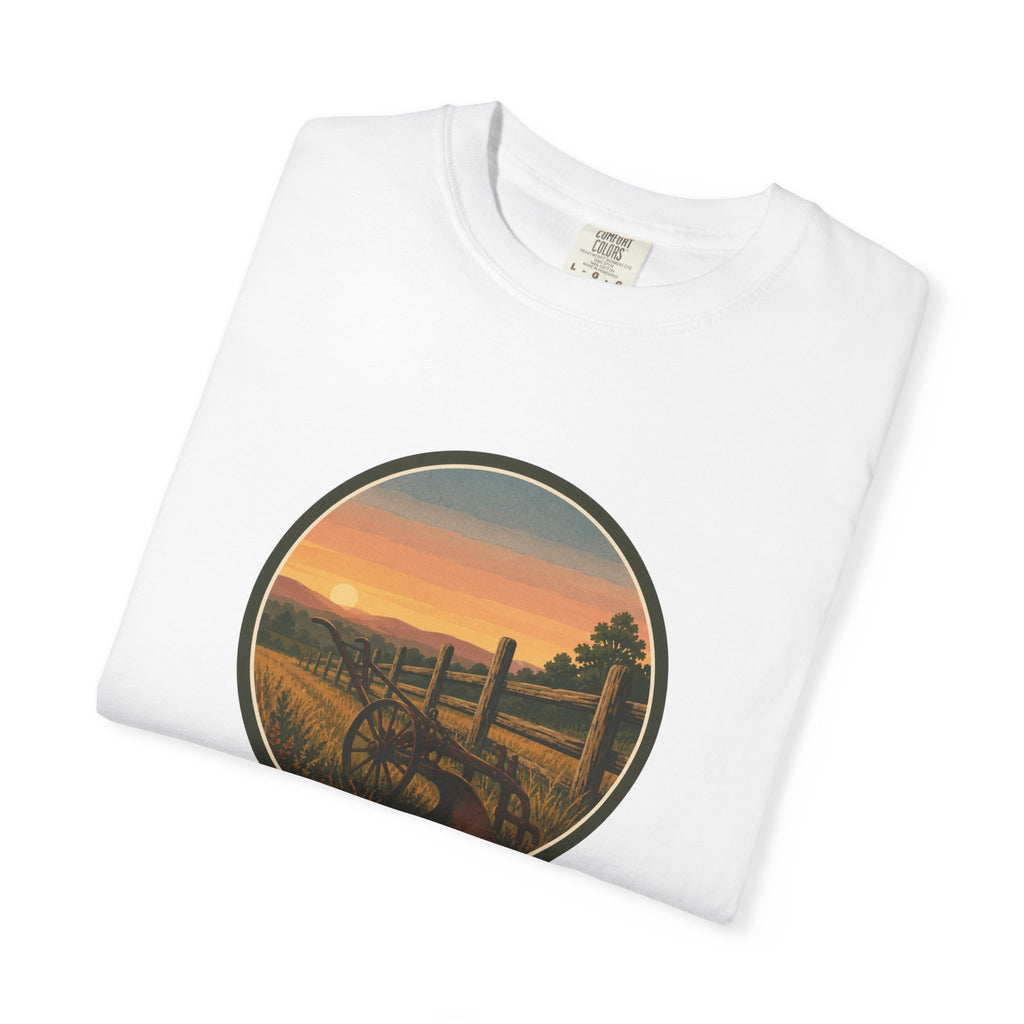 Sunset Antique Plow Landscape T-Shirt