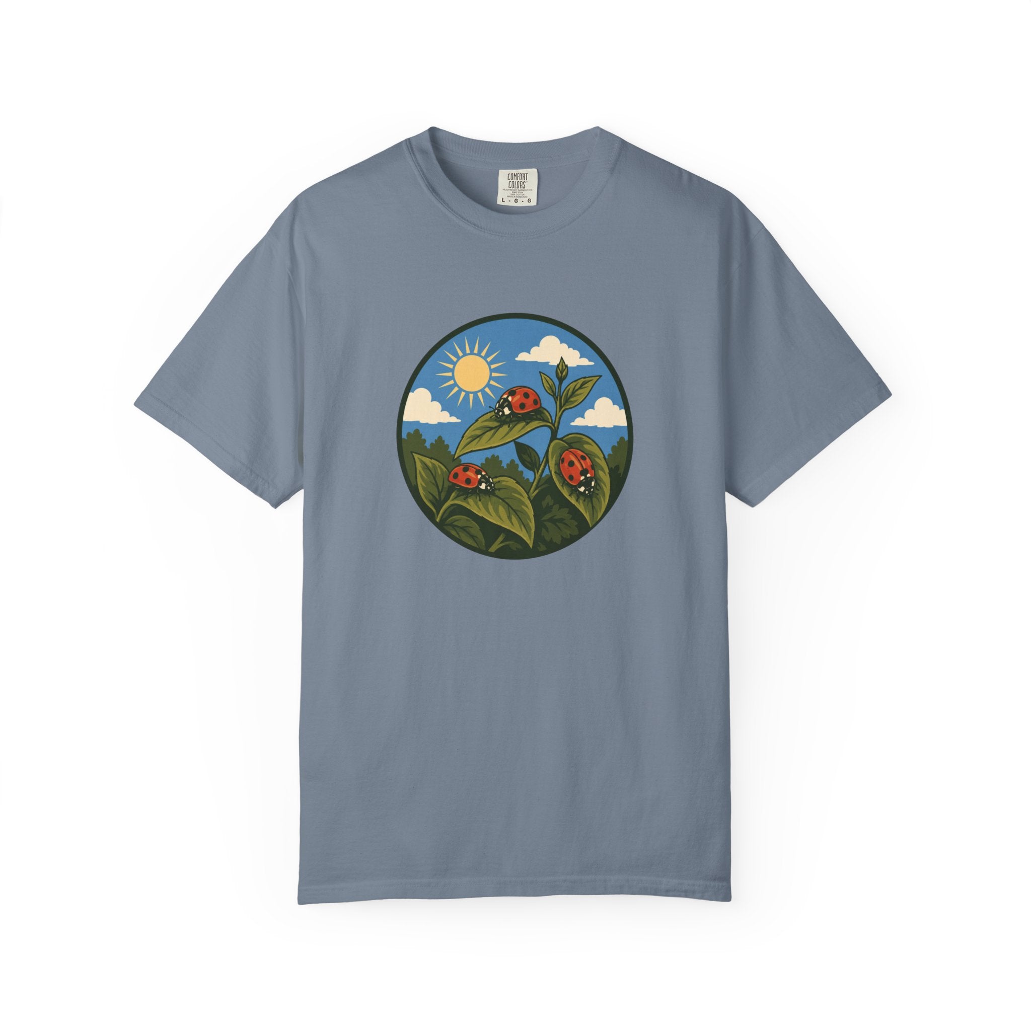 Ladybug Garden T-Shirt — Floral Nature Graphic Tee