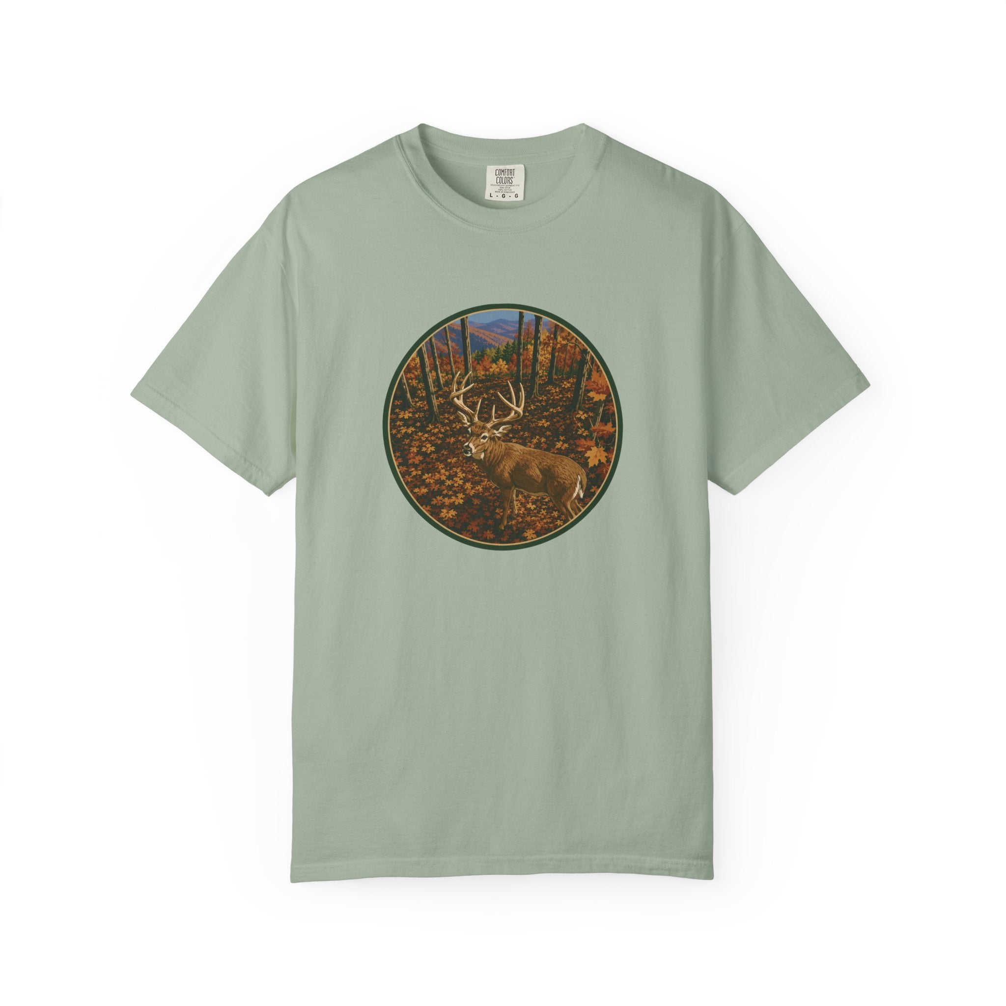 Whitetail BuckT-Shirt — Autumn Forest Deer Circle Graphic