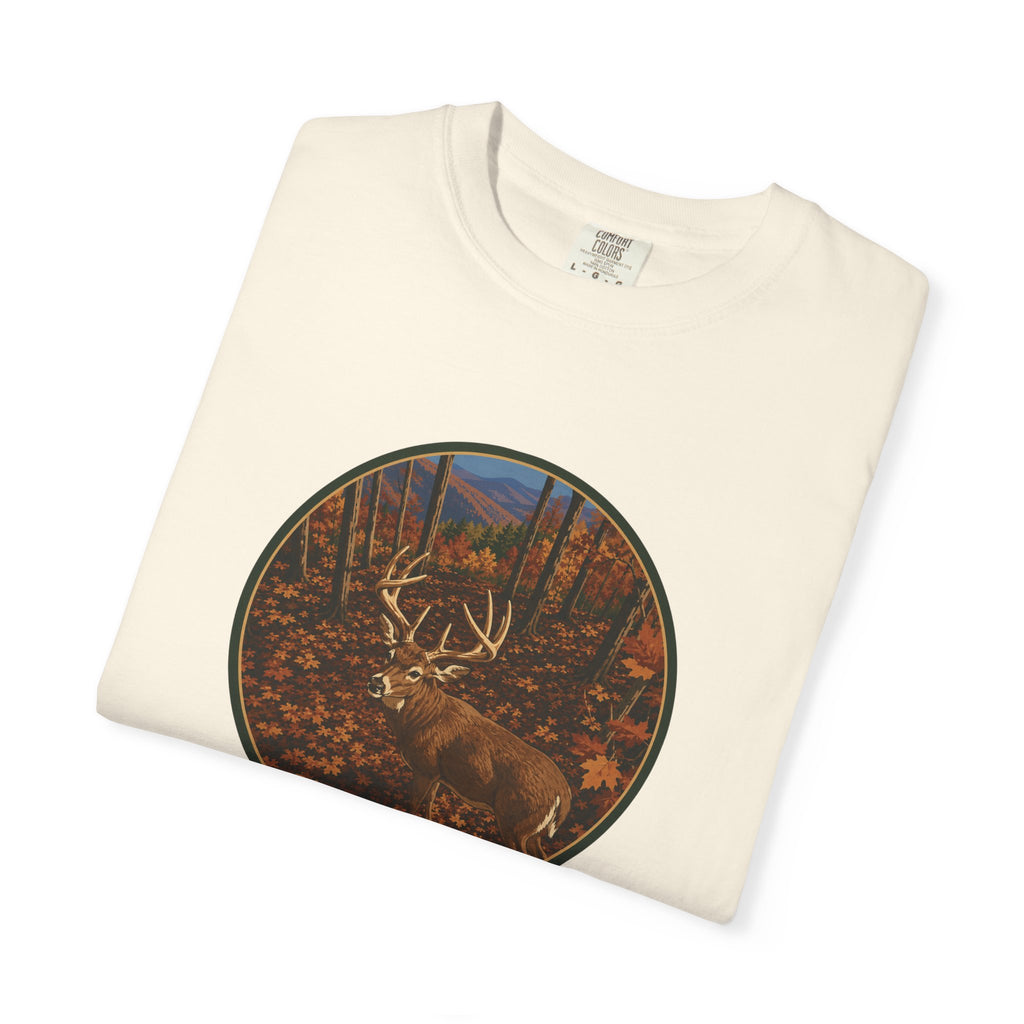 Whitetail BuckT-Shirt — Autumn Forest Deer Circle Graphic