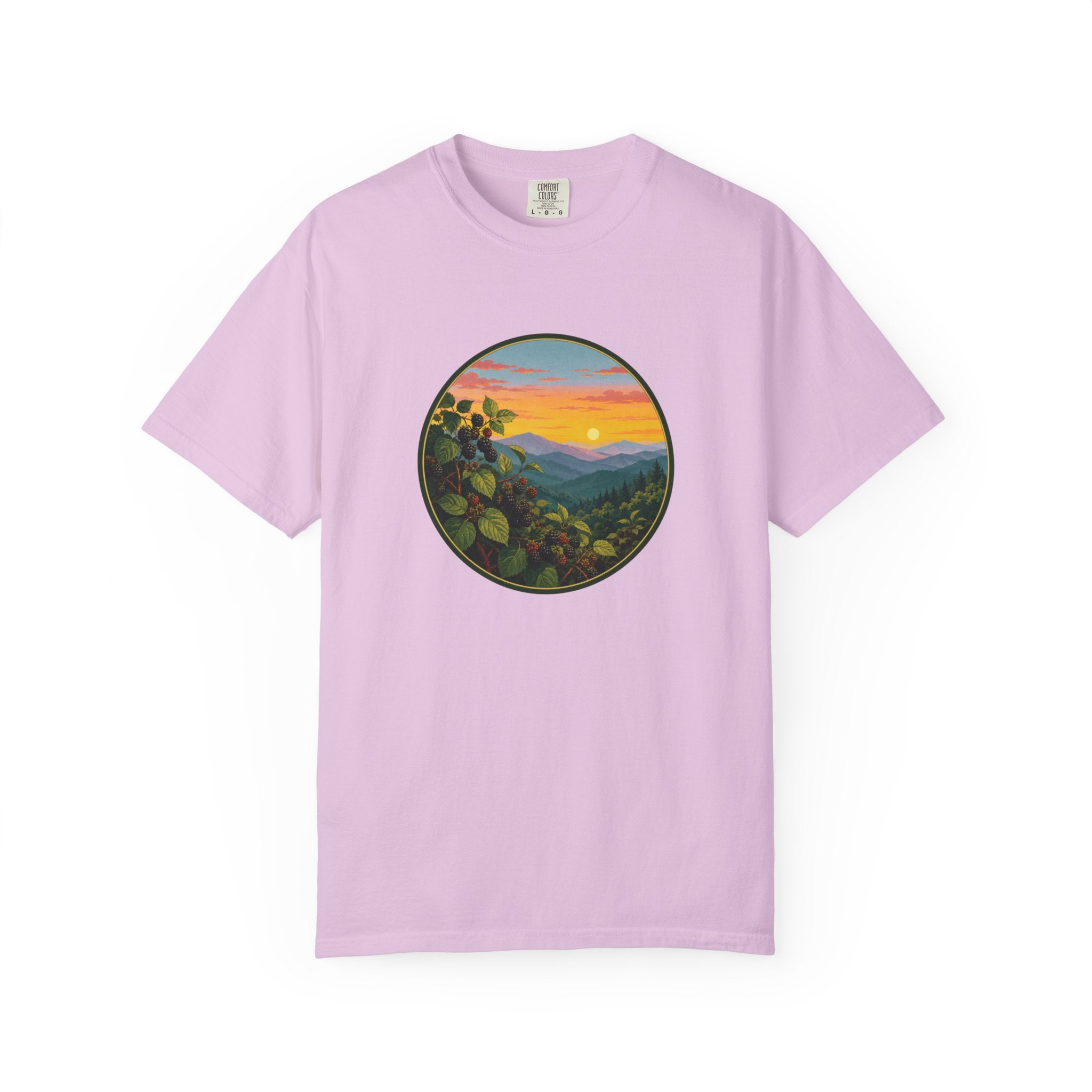 Blue Ridge Blackberries T-Shirt — Scenic Mountain Sunset Tee