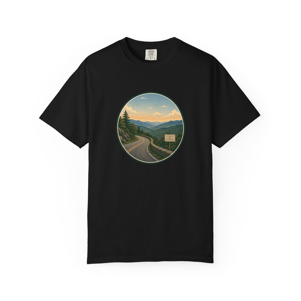Road Through the Mountains T-Shirt — Scenic Sunset Drive Graphic Tee