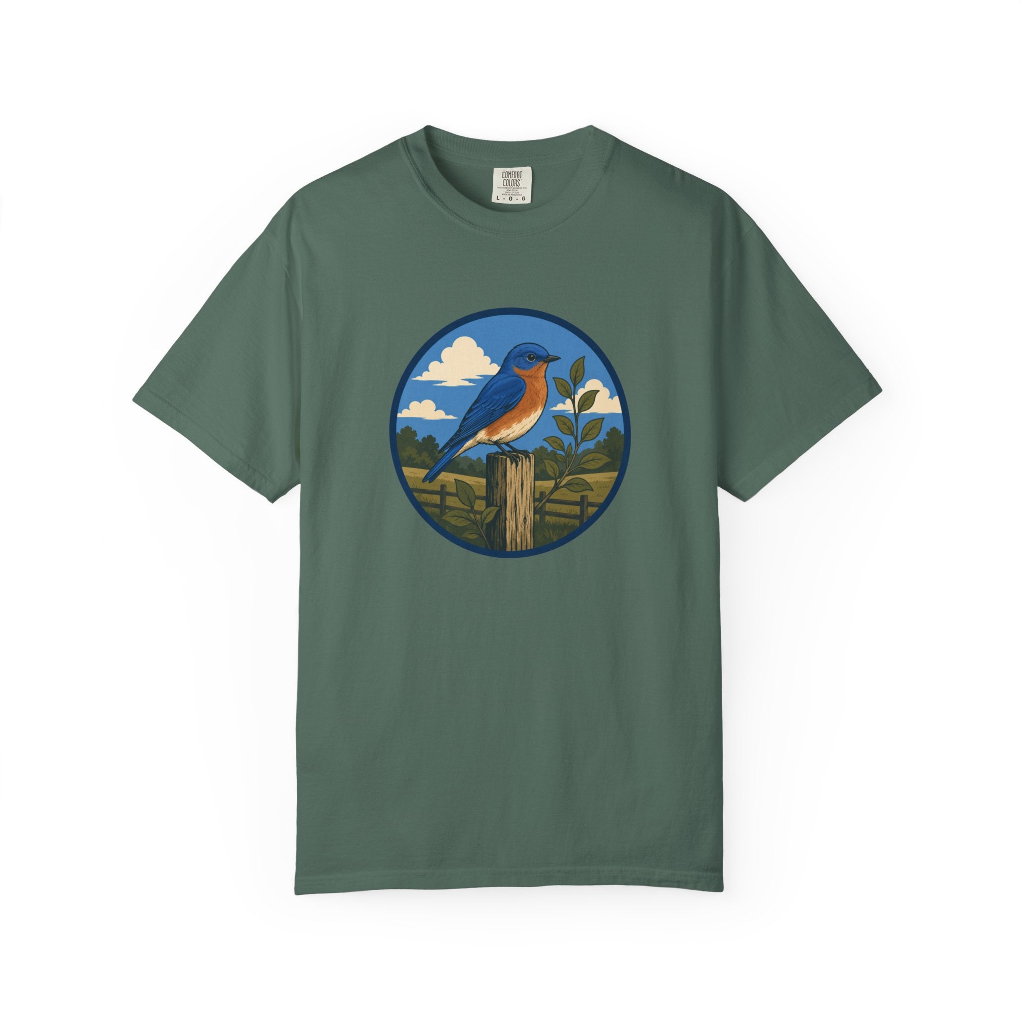 Eastern Bluebird Circle Tee — Vintage Birdwatching Graphic T-Shirt