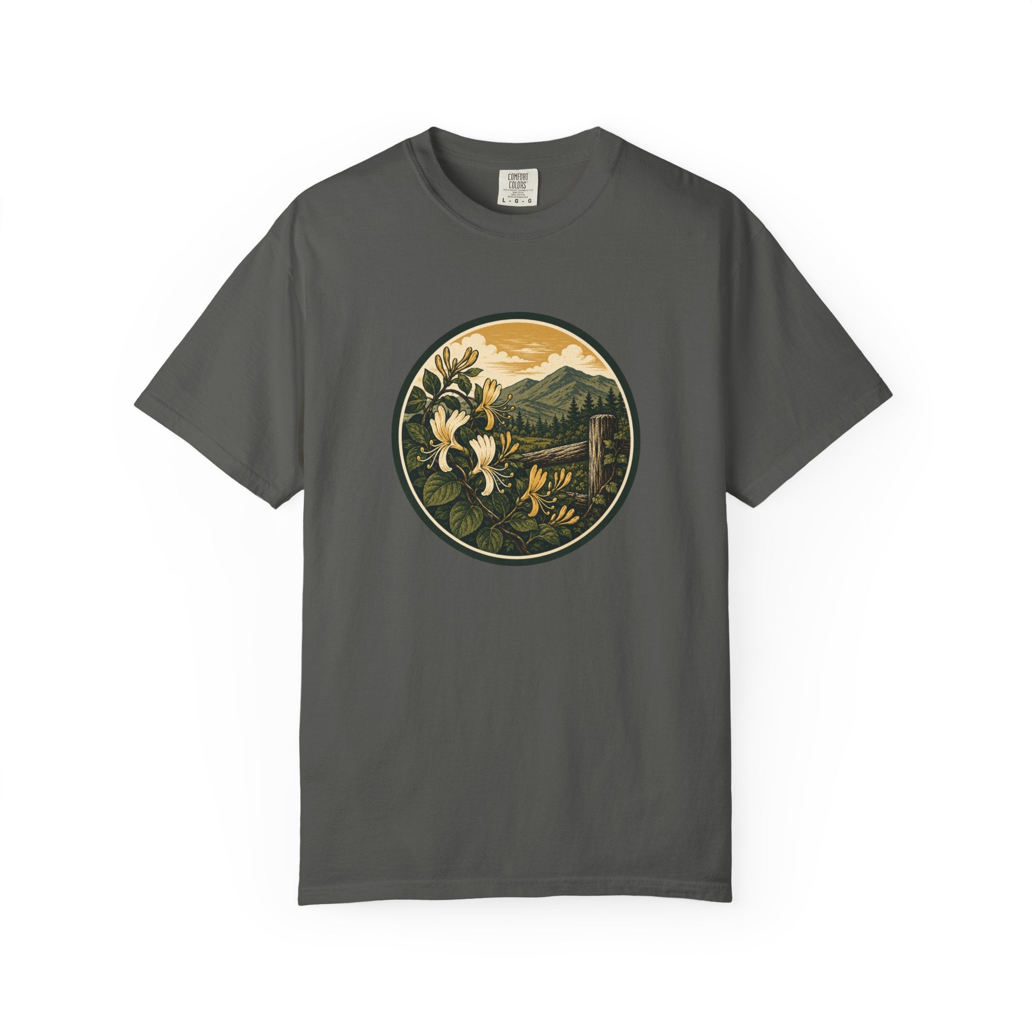 Nature Circle Graphic Tee — Mountain Honeysuckle Scenic T-Shirt