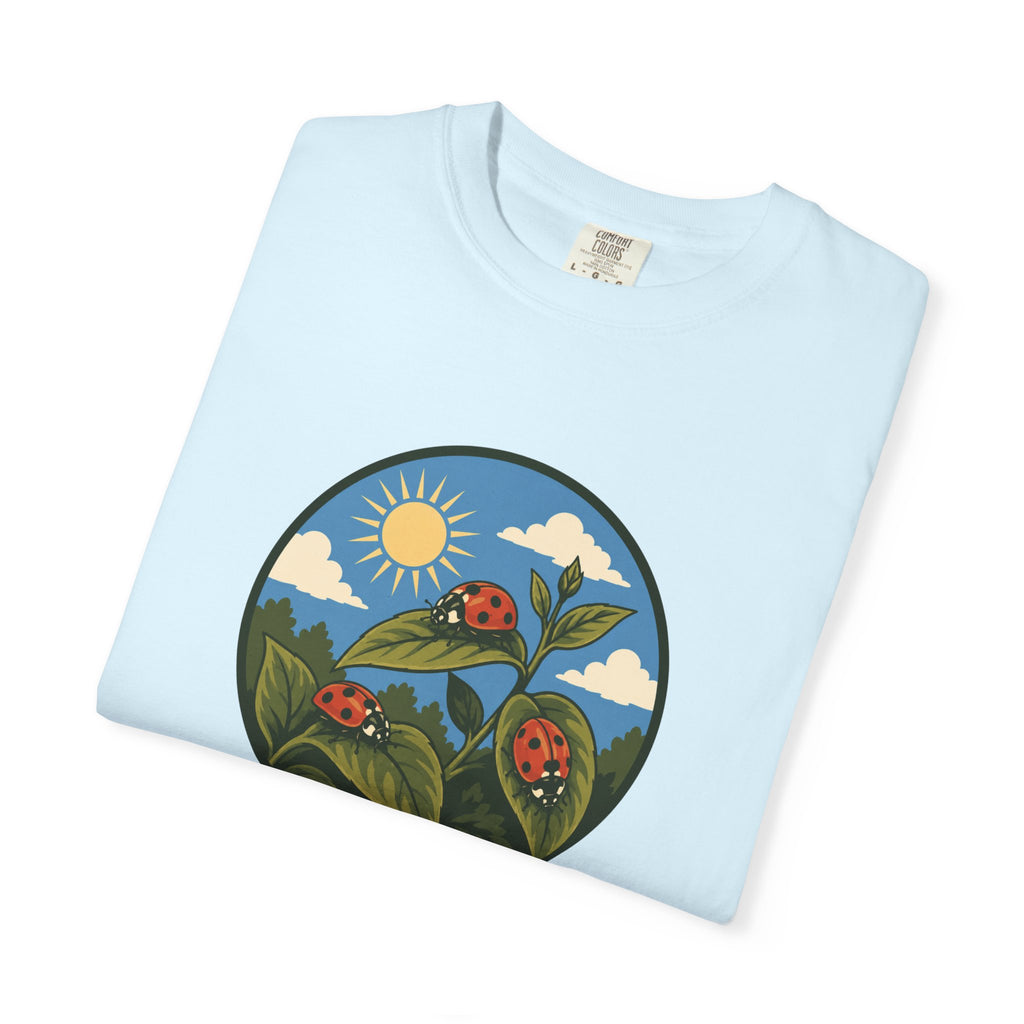 Ladybug Garden T-Shirt — Floral Nature Graphic Tee