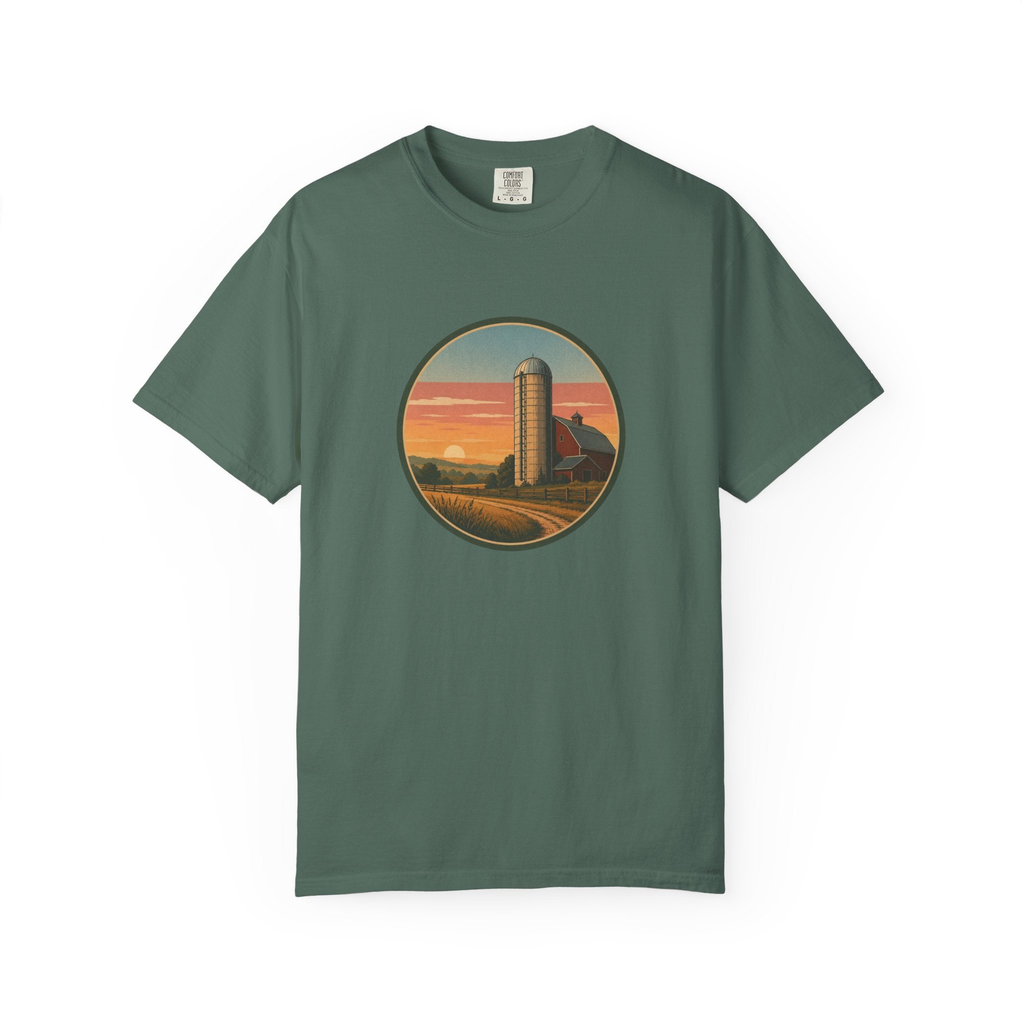 Retro Sunset Farm Silo T-Shirt