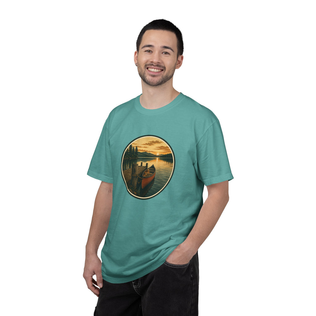 Canoe Sunset T-Shirt — Vintage Lake Adventure Graphic