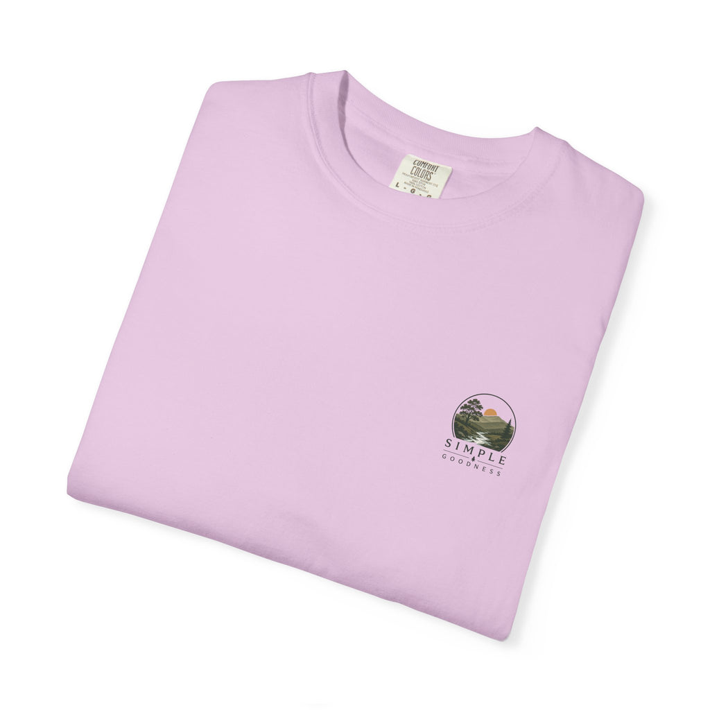 Simple Goodness Official Badge T-Shirt — Sunset Creek Landscape Tee