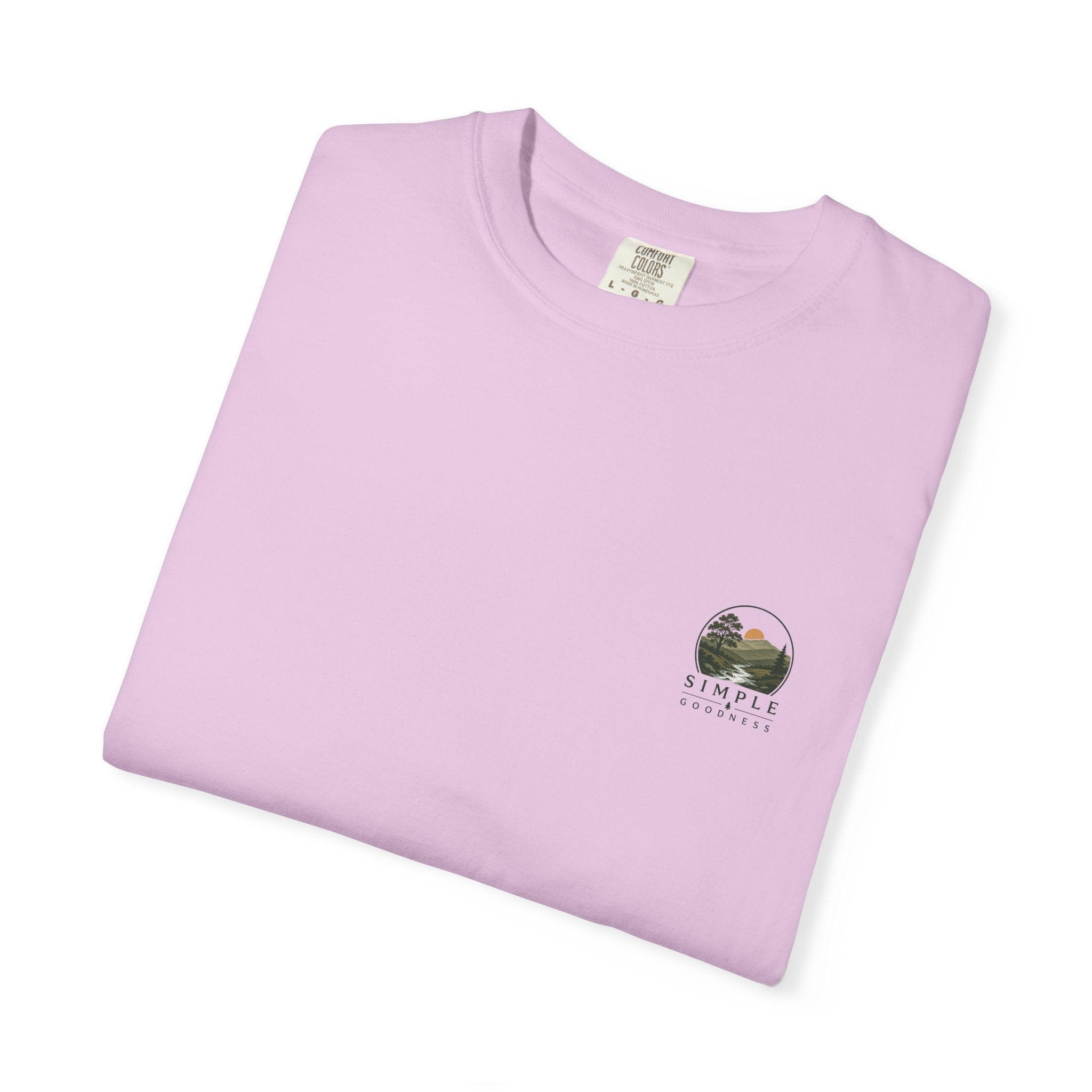 Simple Goodness Official Badge T-Shirt — Sunset Creek Landscape Tee