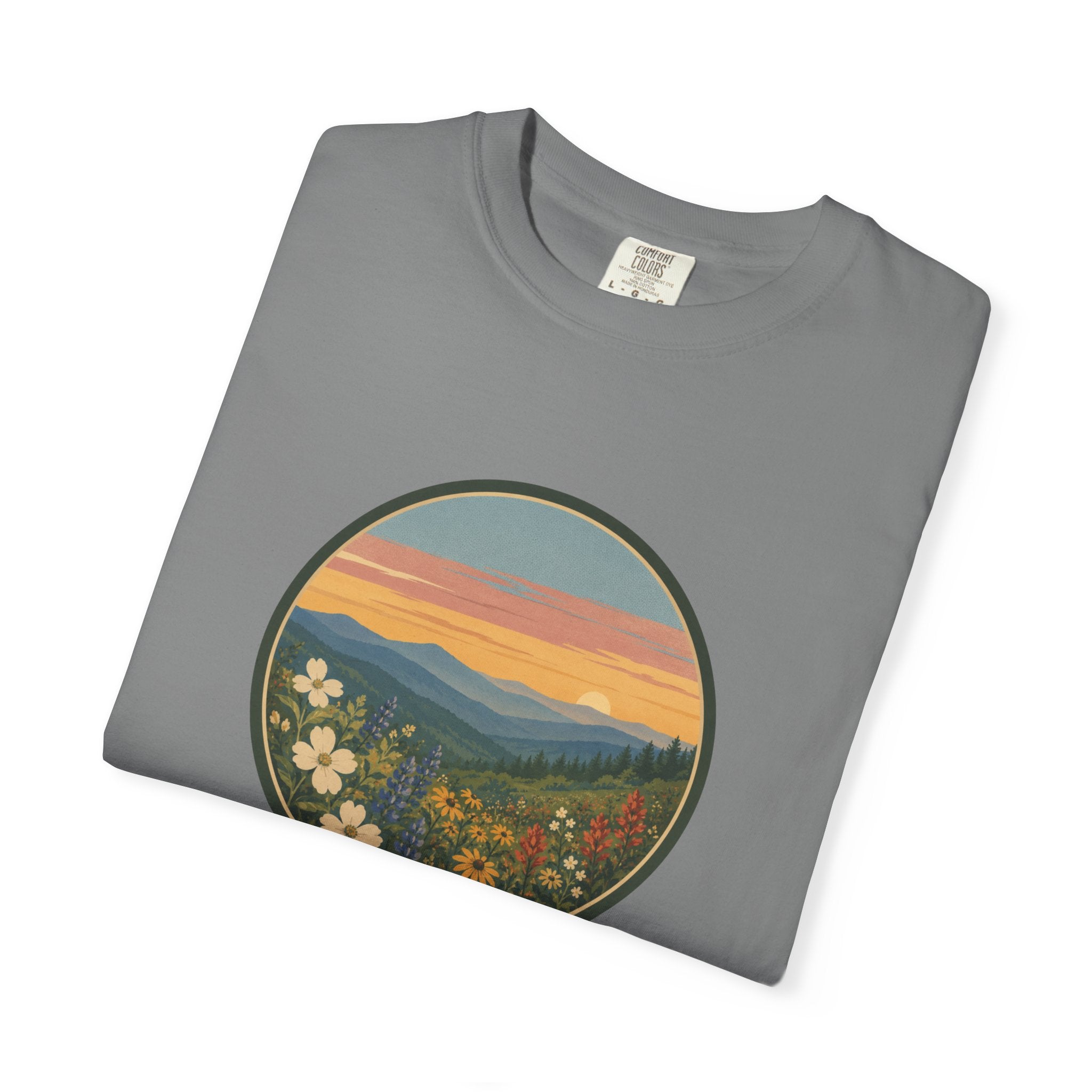 Scenic Sunset Mountain Wildflower T-Shirt