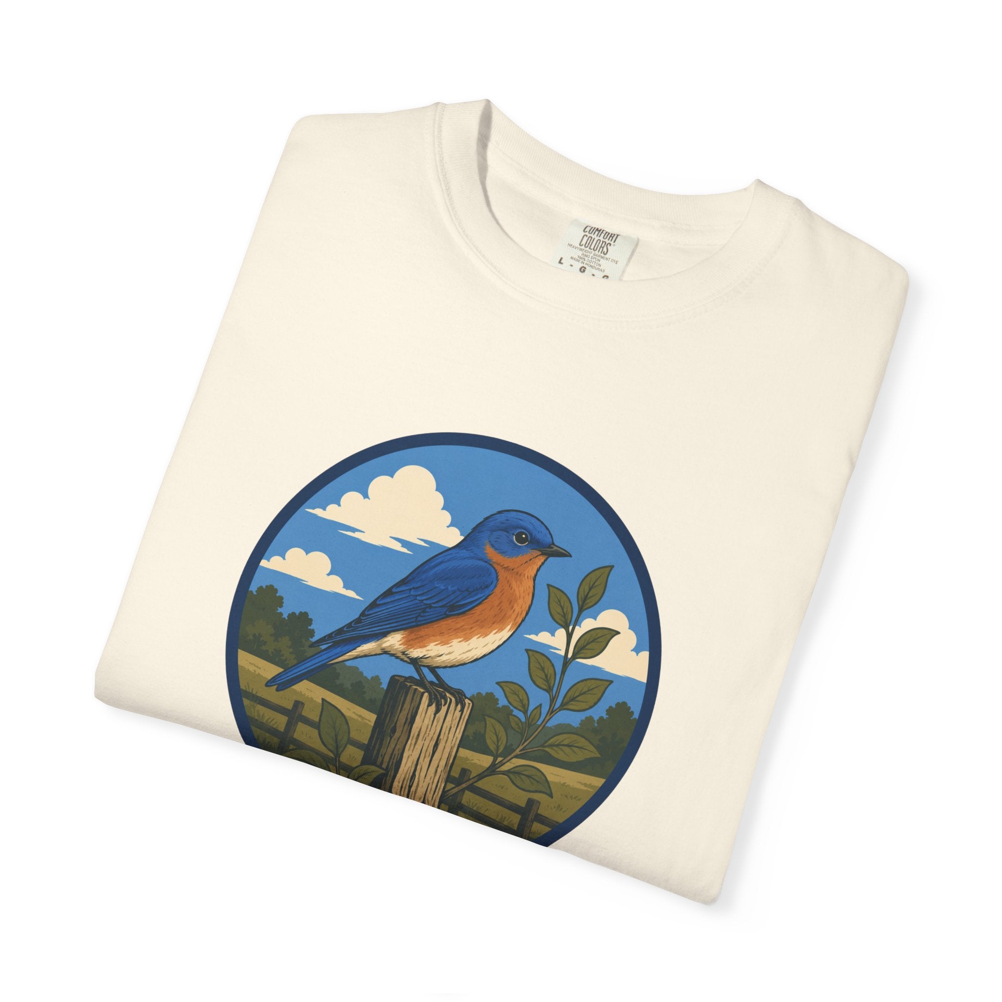 Eastern Bluebird Circle Tee — Vintage Birdwatching Graphic T-Shirt