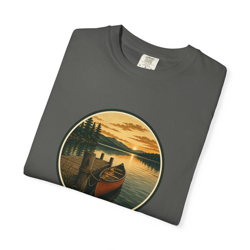 Canoe Sunset T-Shirt — Vintage Lake Adventure Graphic