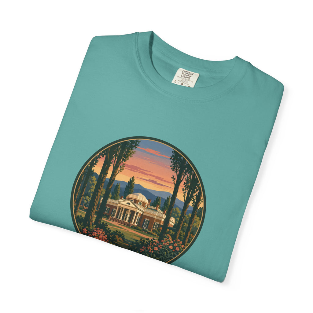 Thomas Jefferson Historic Home T-Shirt — Scenic Sunset Graphic Tee