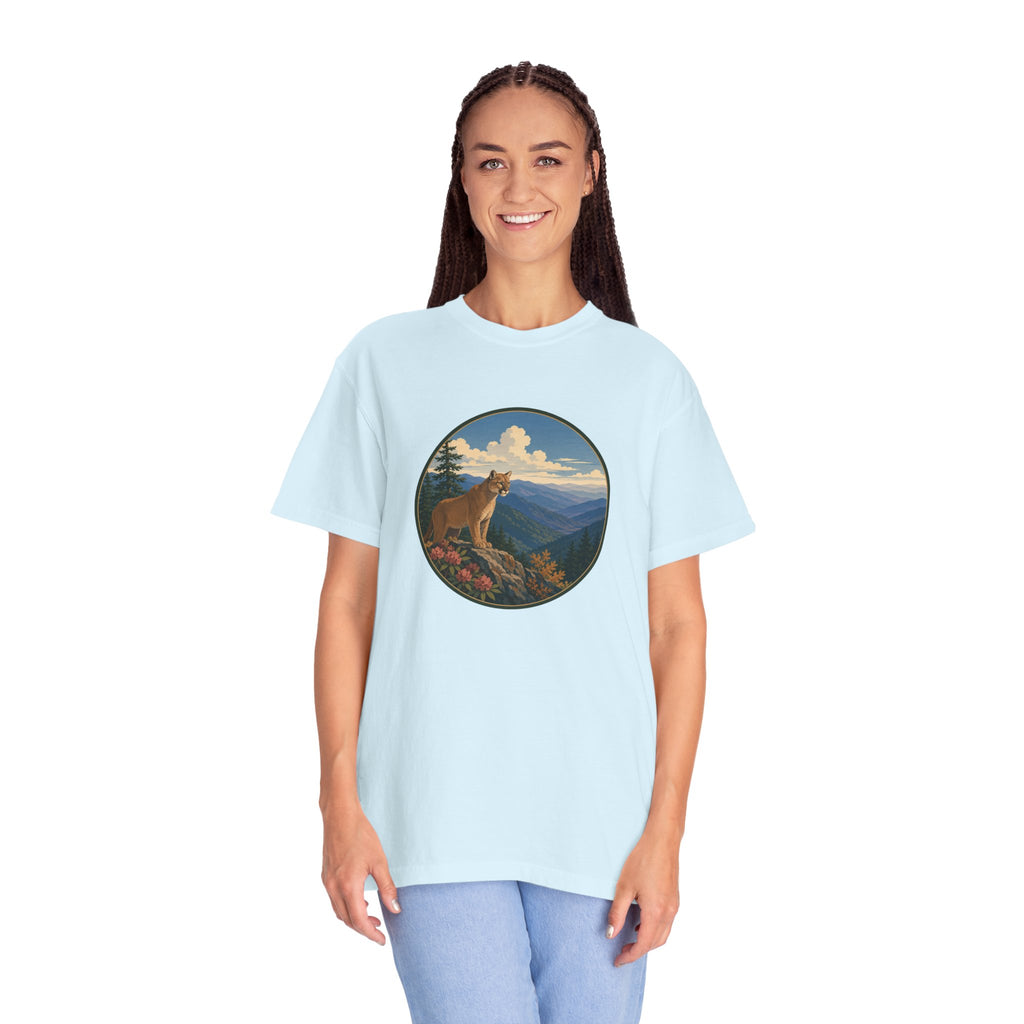 Mountain Lion Scenic T-Shirt — Vintage Nature Wildlife Graphic