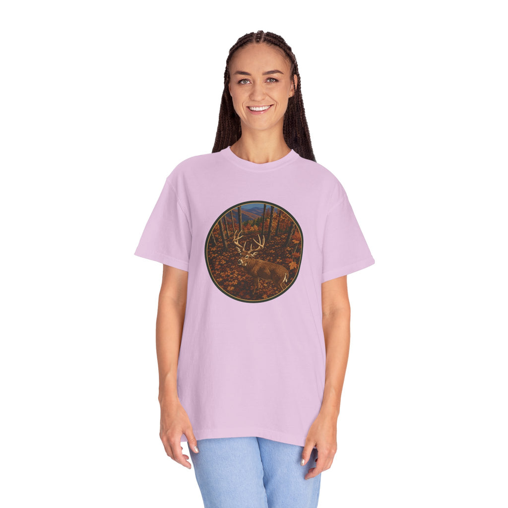 Whitetail BuckT-Shirt — Autumn Forest Deer Circle Graphic