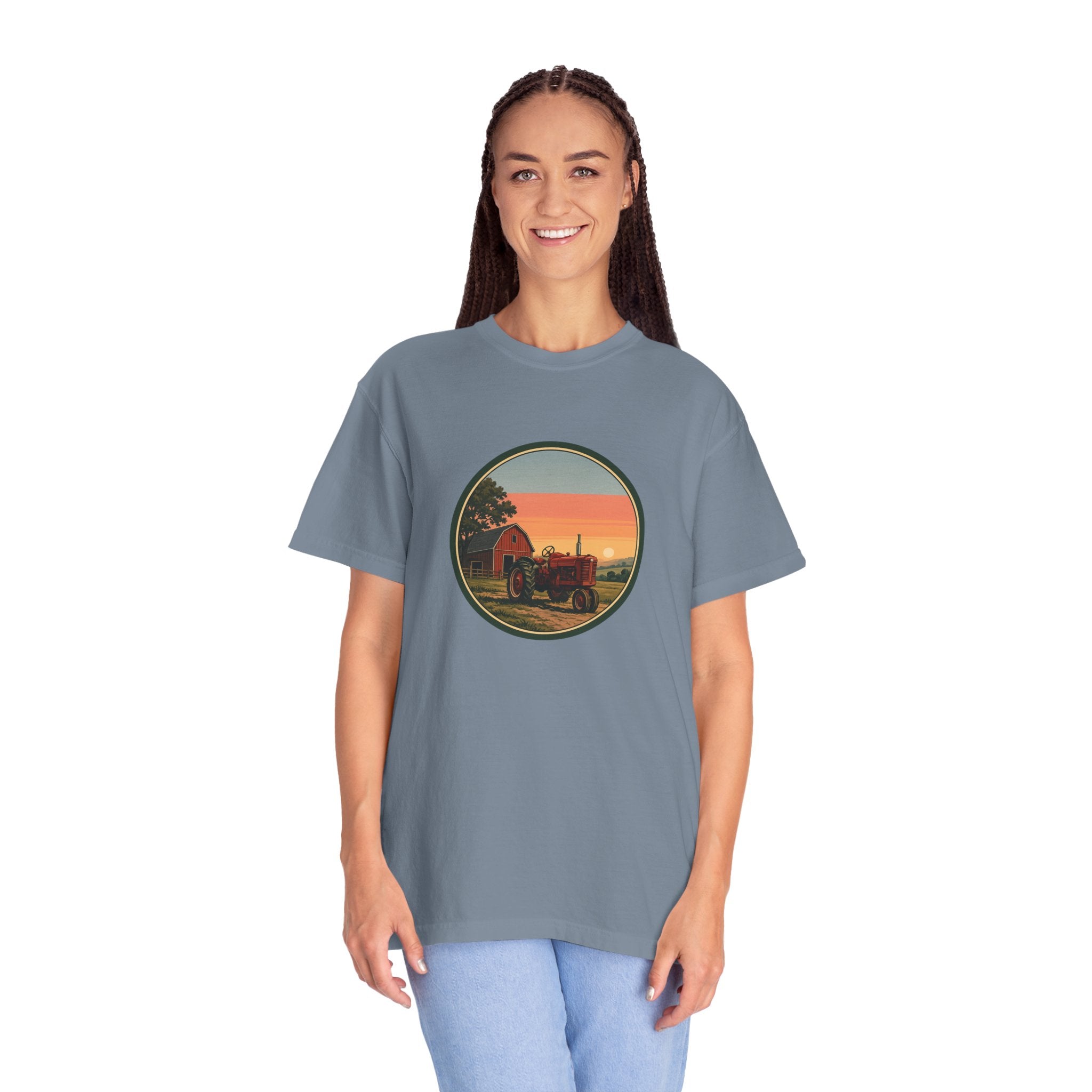 Vintage Farm Tractor Sunset T-Shirt