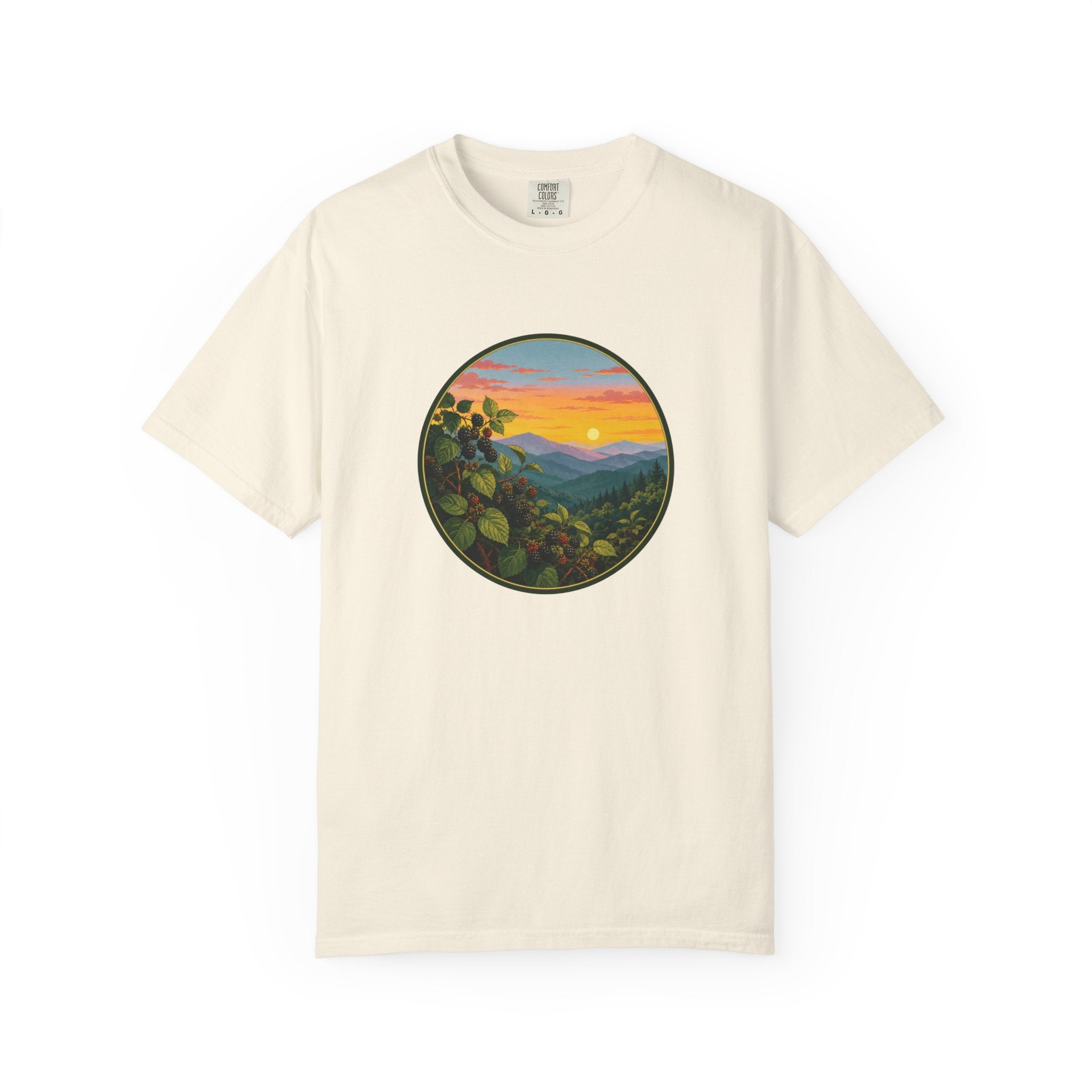 Blue Ridge Blackberries T-Shirt — Scenic Mountain Sunset Tee