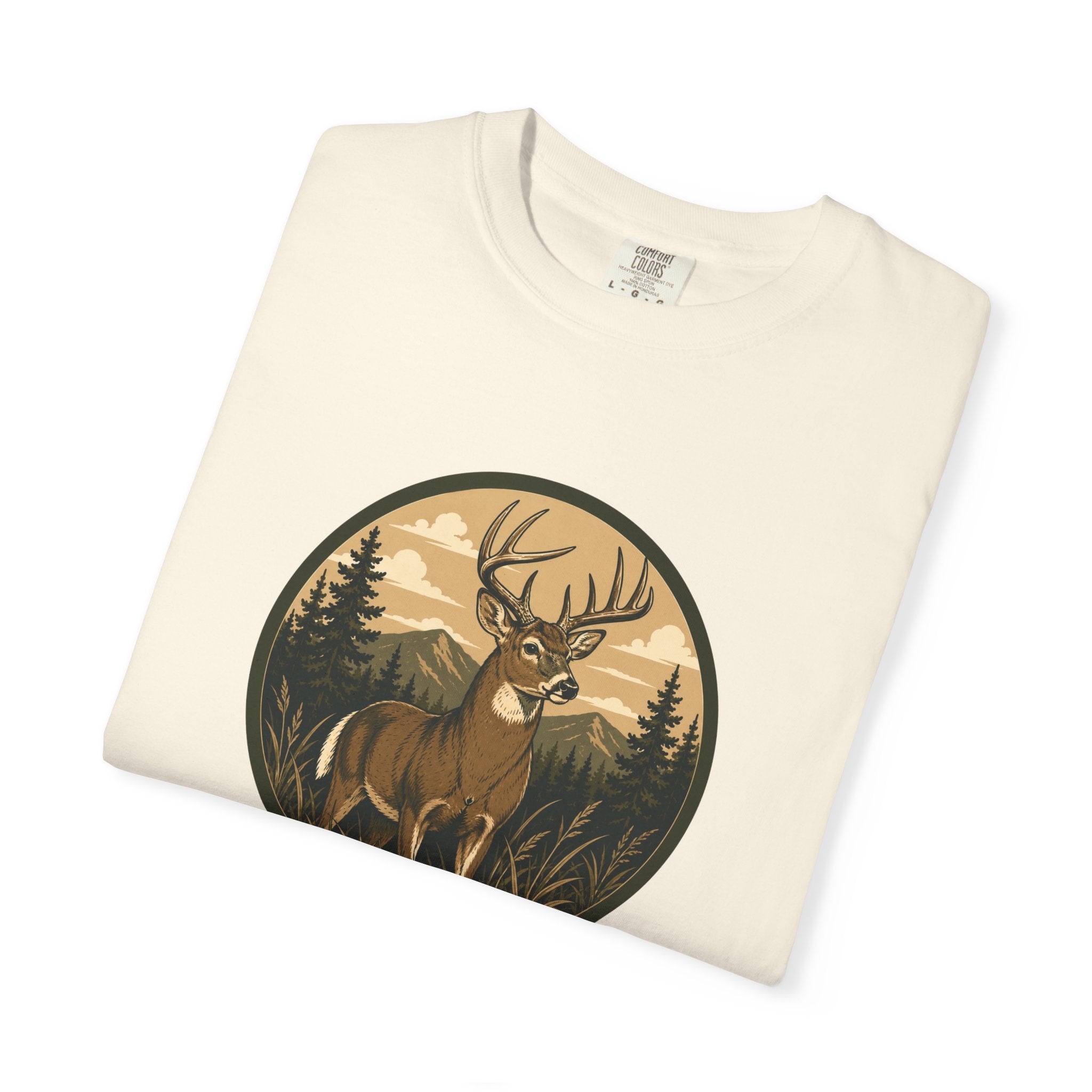 Buck in the Pines T-Shirt — Vintage Deer Forest Graphic Tee