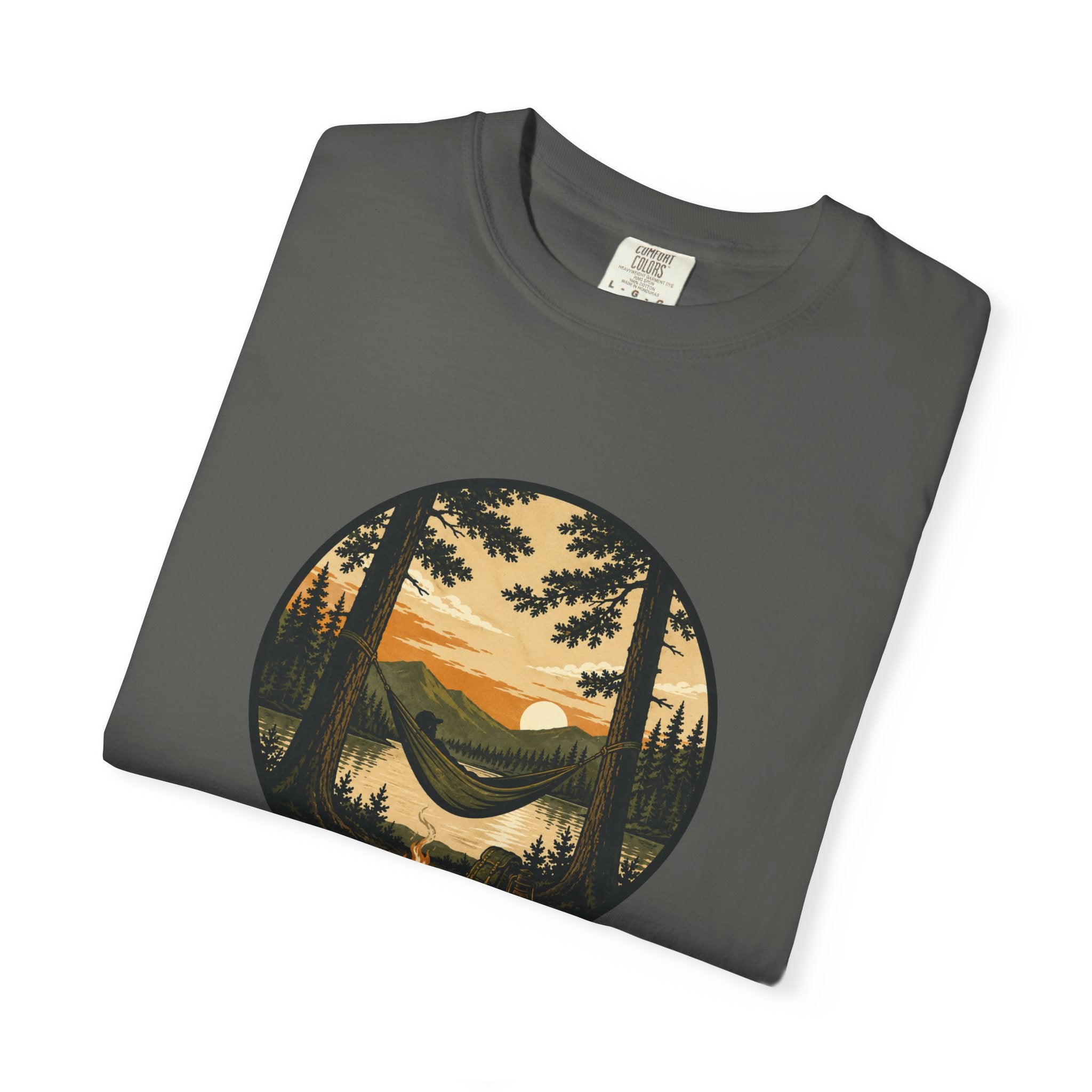 Vintage Mountain Lake T-Shirt — Sunset Forest Camper Tee