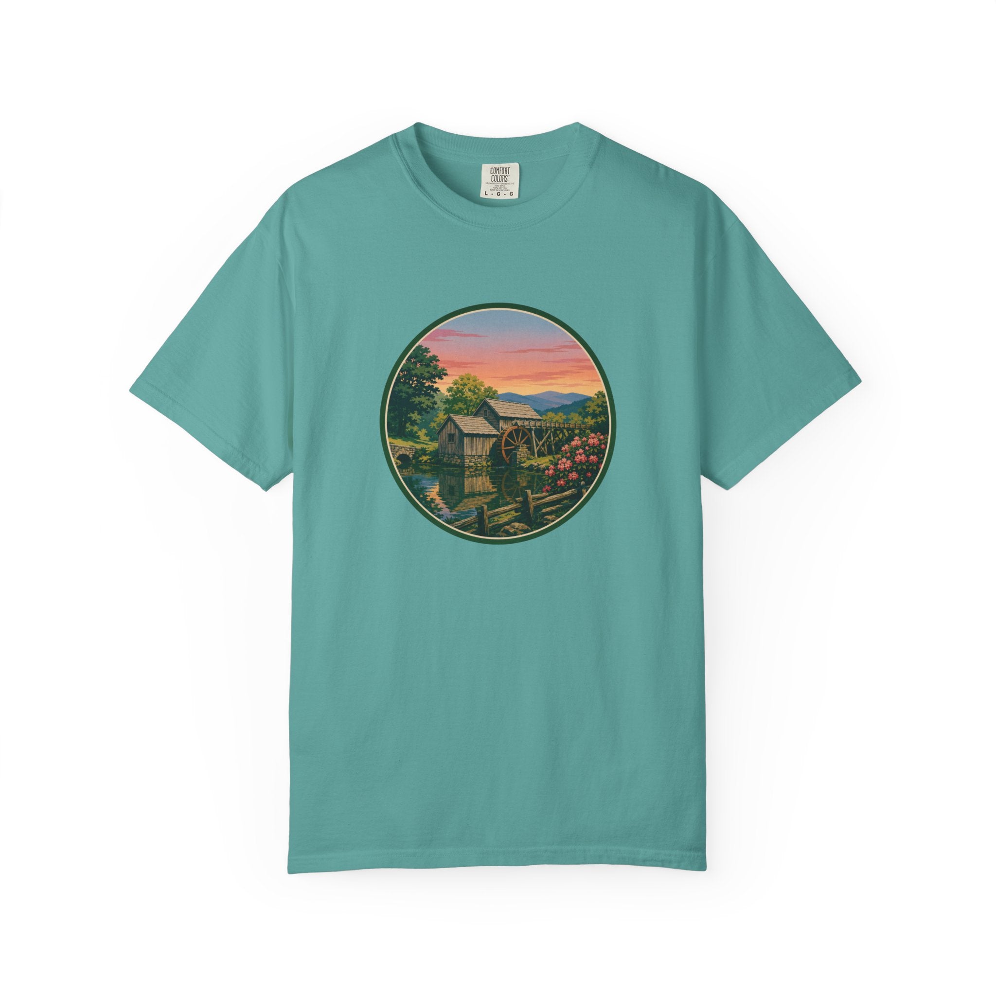 Scenic Sunset Watermill  T-Shirt