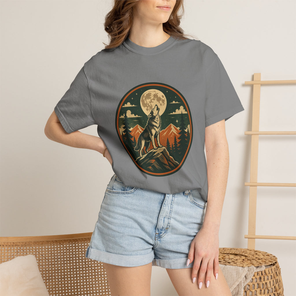Wolf Howl T-Shirt — Vintage Moonlit Mountain Graphic Tee
