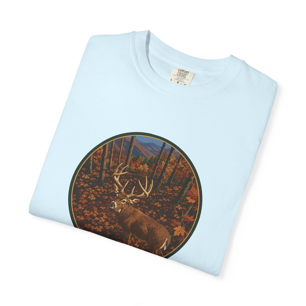 Whitetail BuckT-Shirt — Autumn Forest Deer Circle Graphic